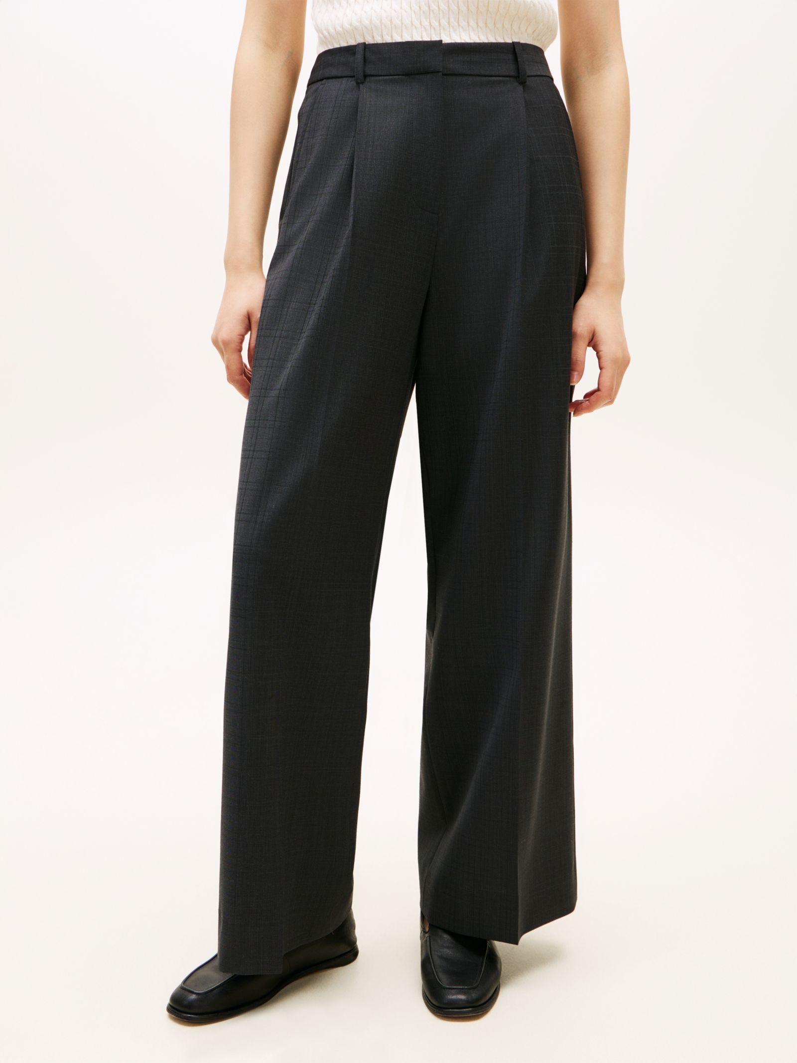 Tommy Hilfiger Loose fit wolmix broek met wijde broekspijpen