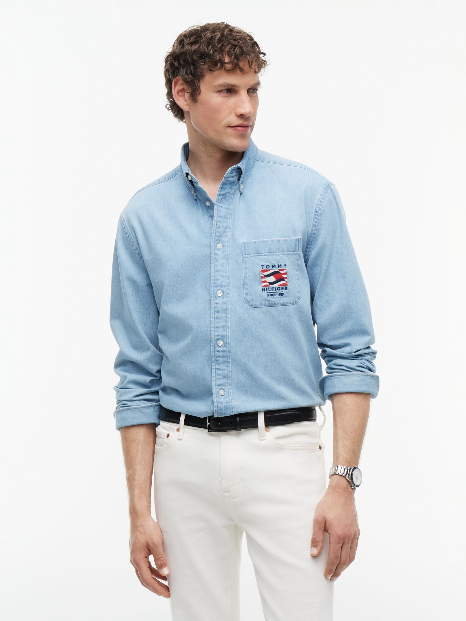 Tommy Hilfiger Relaxed fit denim overhemd met borduursel for men