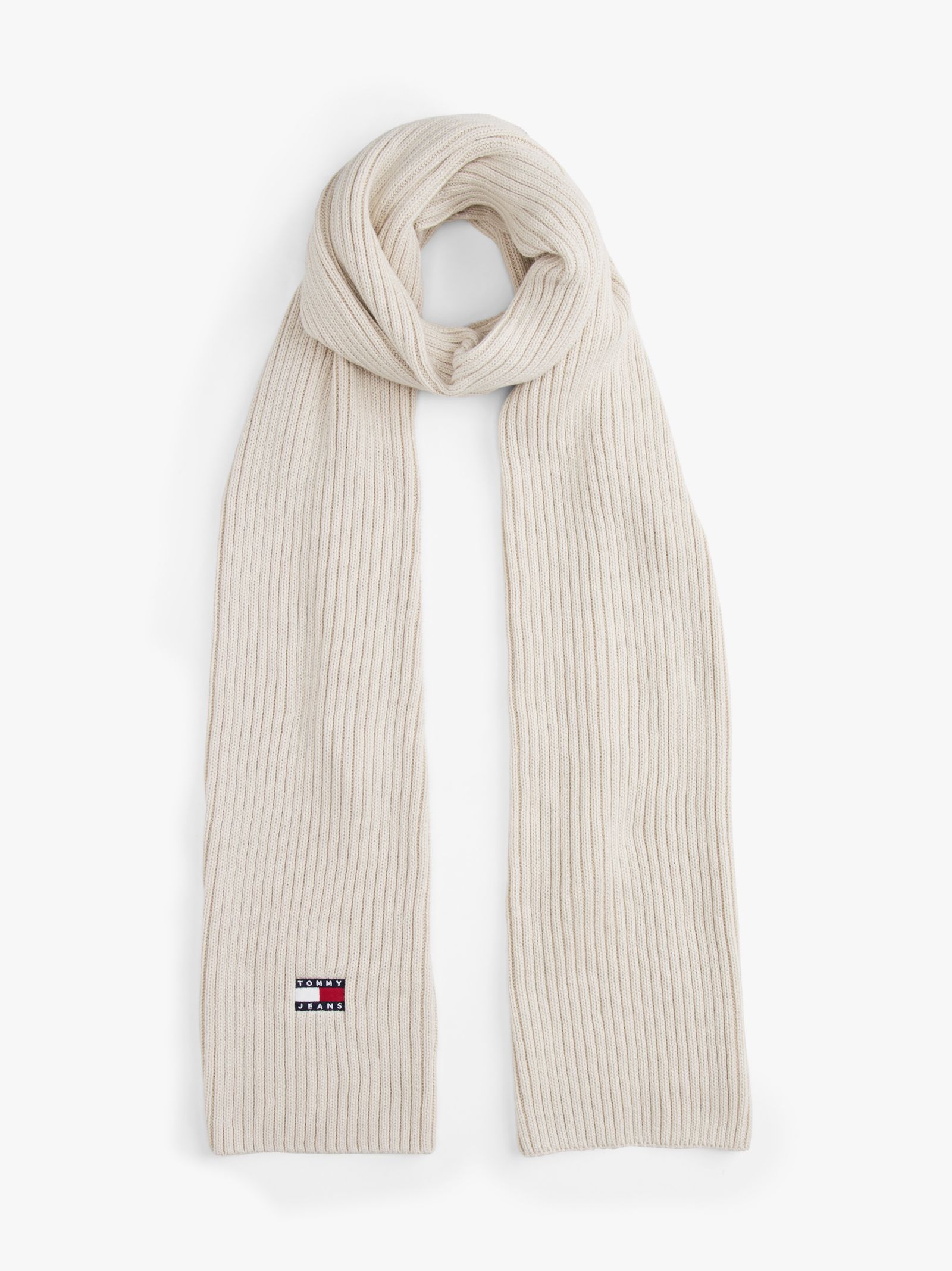 Tommy Jeans Heritage ribgebreide sjaal in beige