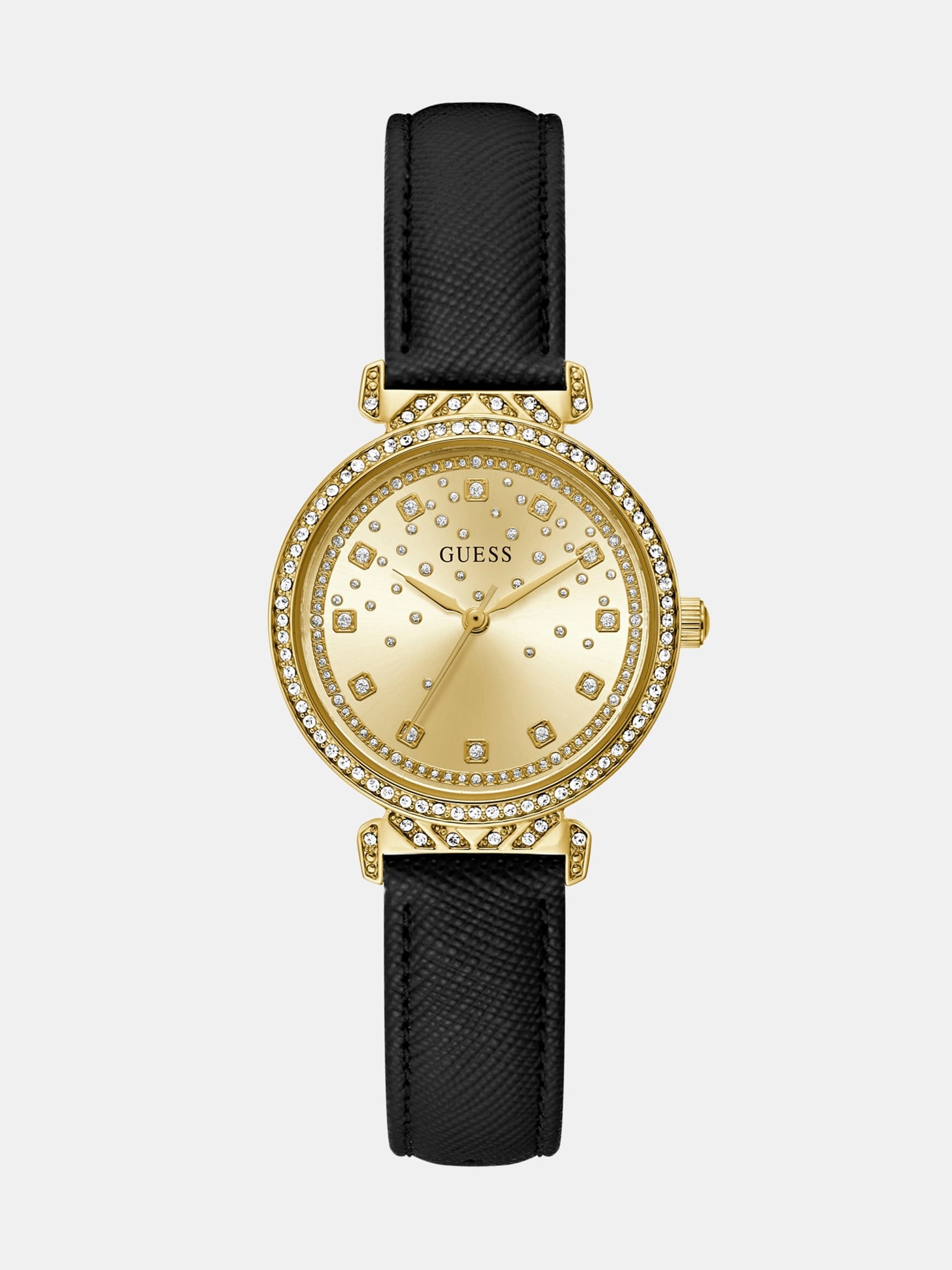 Guess Analoog Horloge Echt Leer in zwart