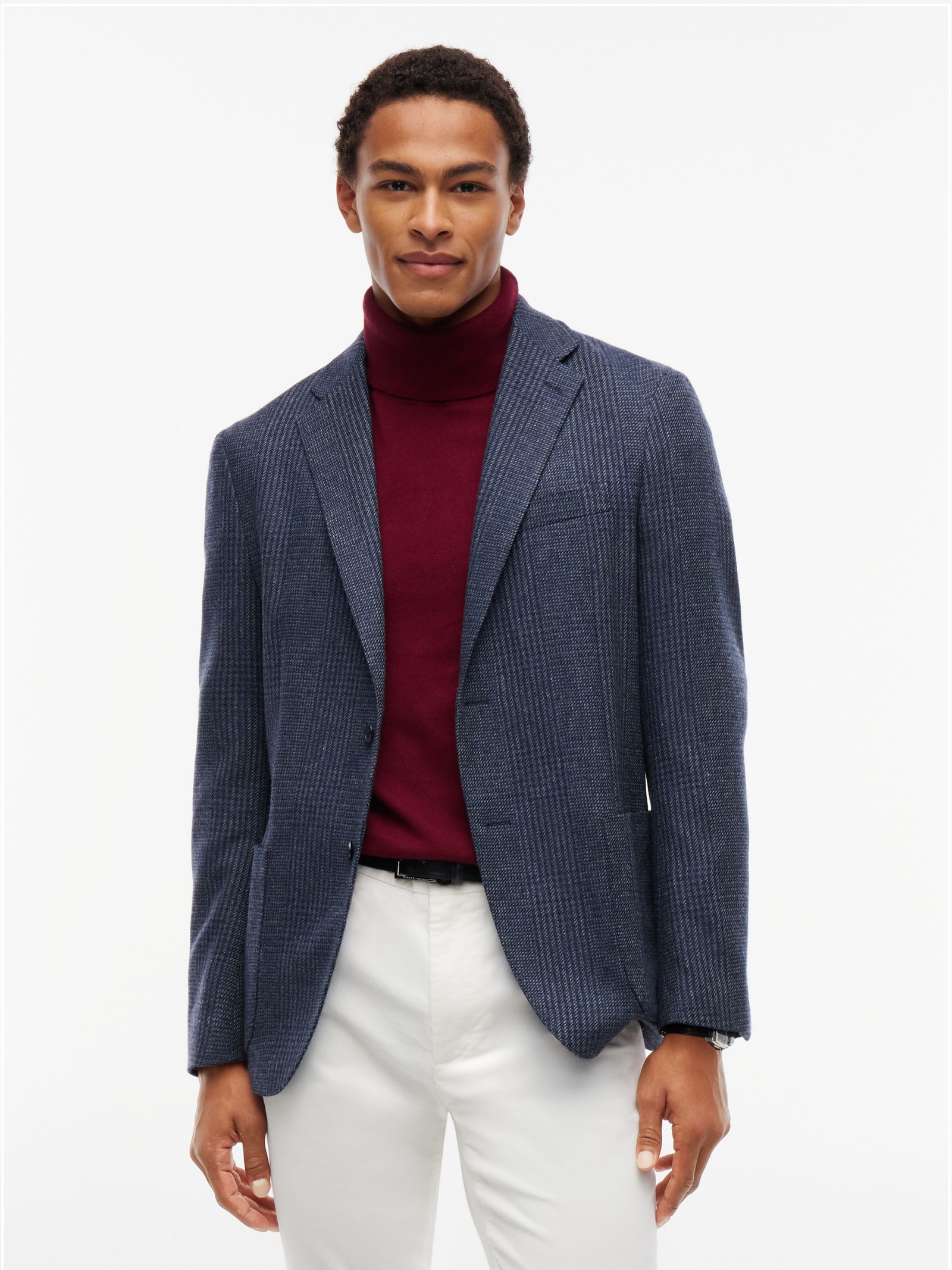 Tommy Hilfiger Geruite single breasted blazer van wolmix for men in blauw