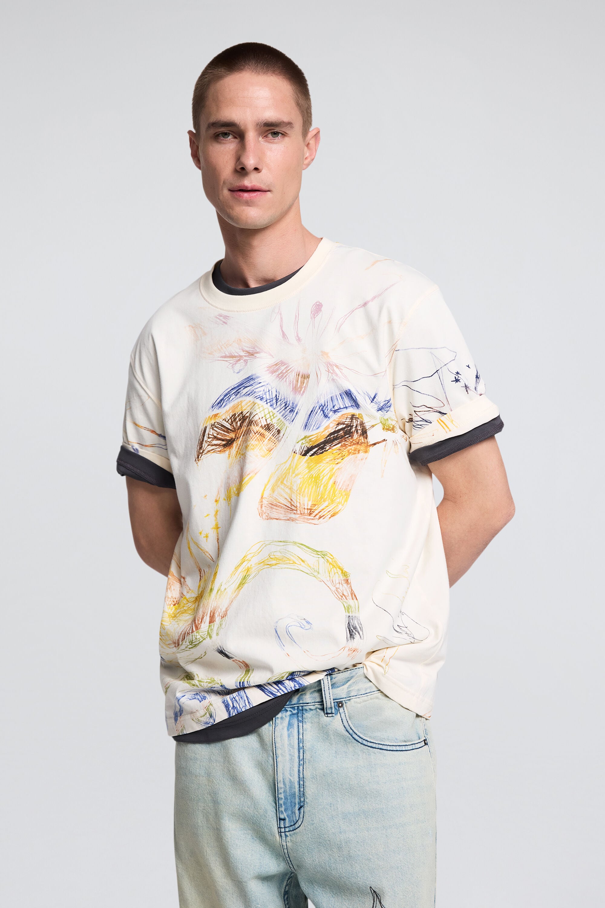 Desigual T-shirt met print van tekeningen