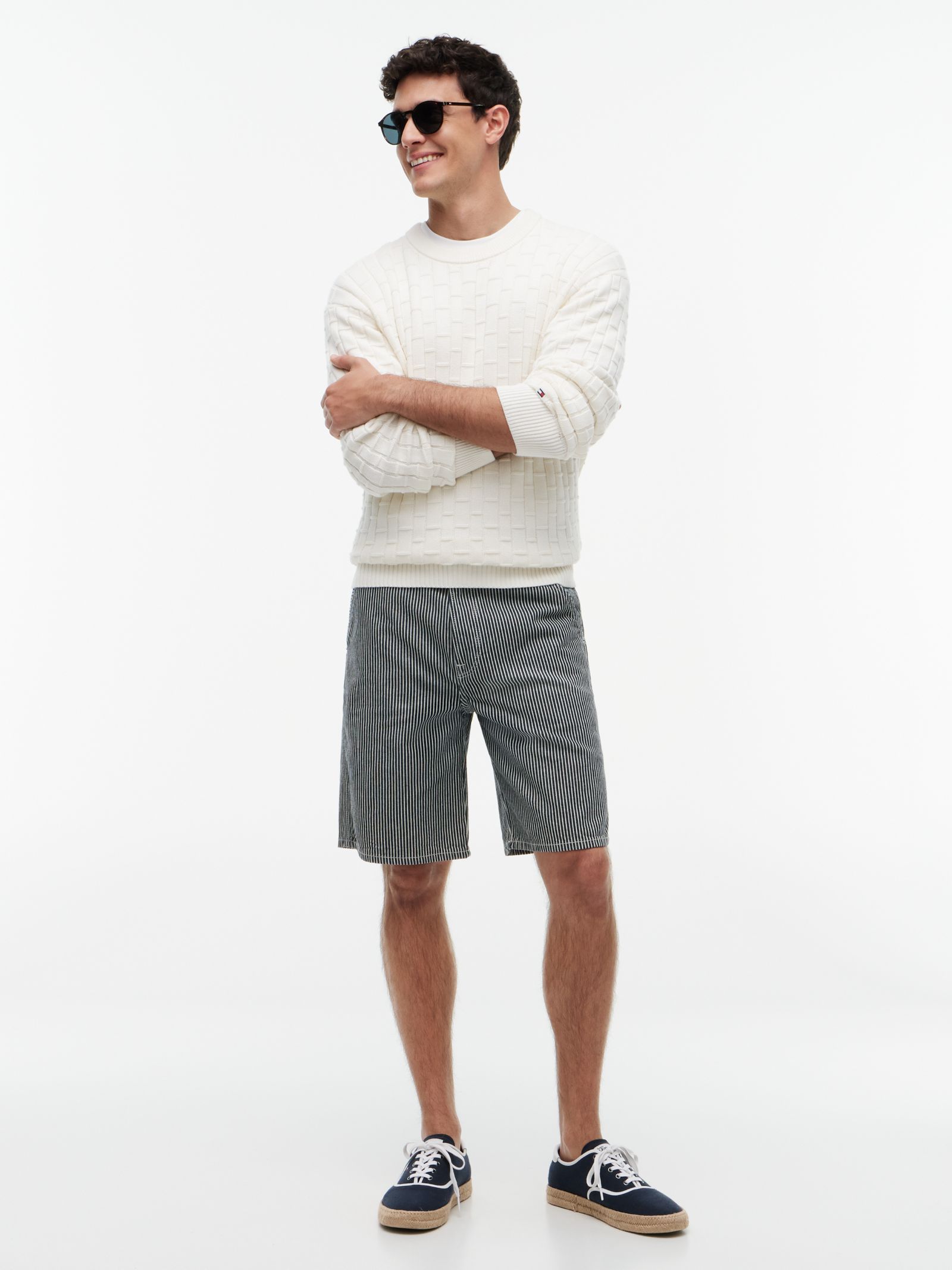Tommy Hilfiger River relaxed straight denim short met strepen