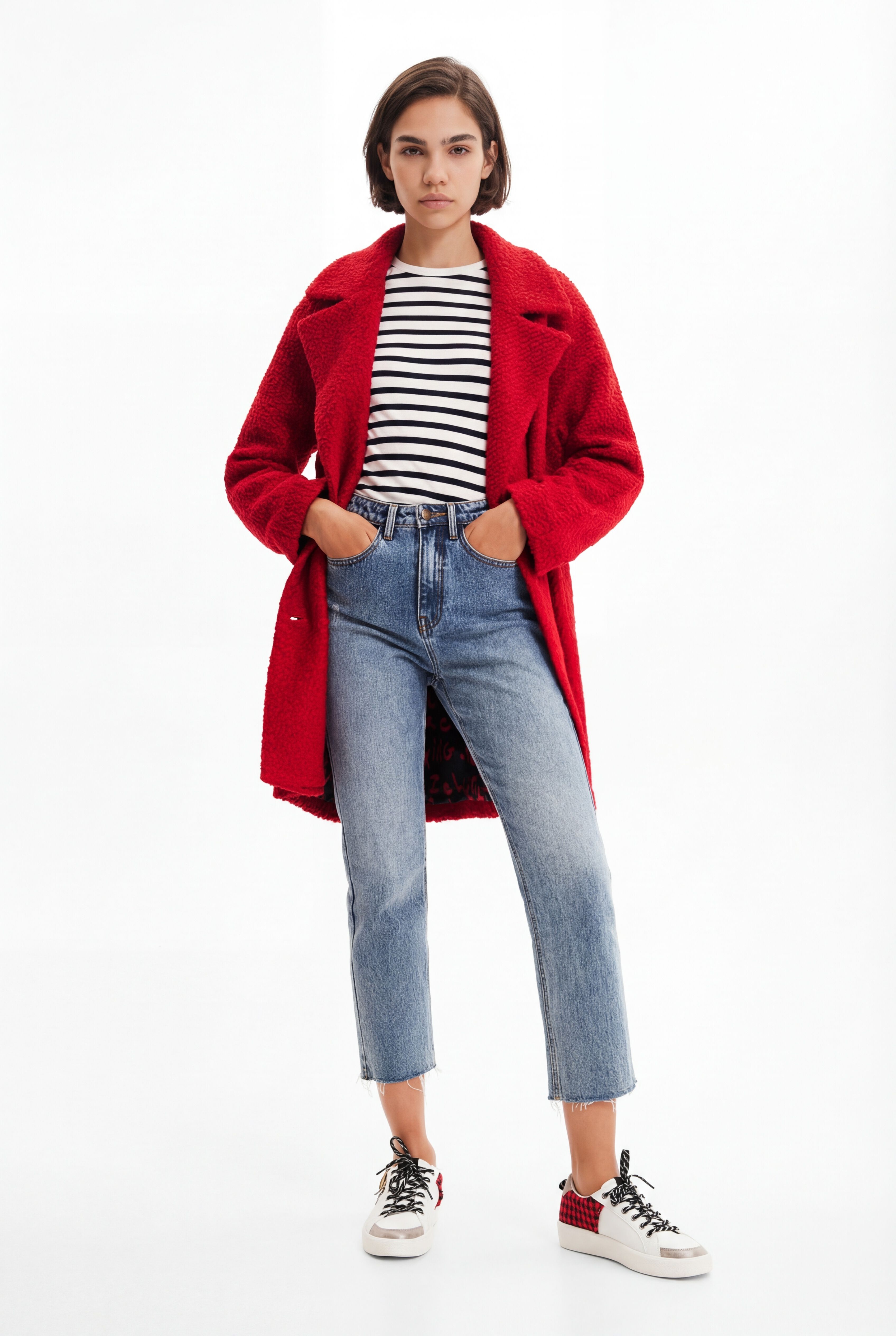 Desigual Straight fit cropped jeans in blauw