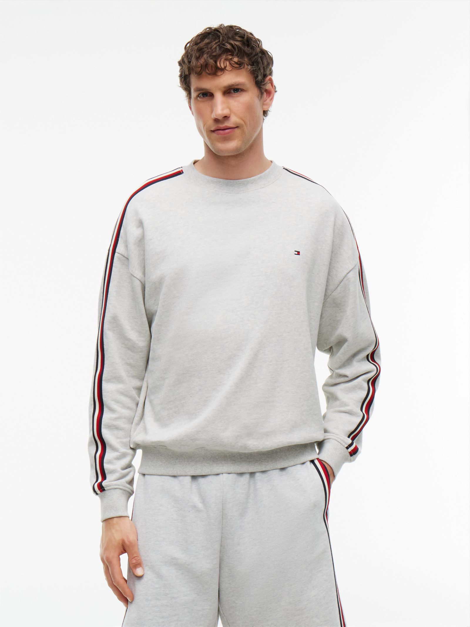 Tommy Hilfiger Terry Tracktop met Signature Streep in grijs