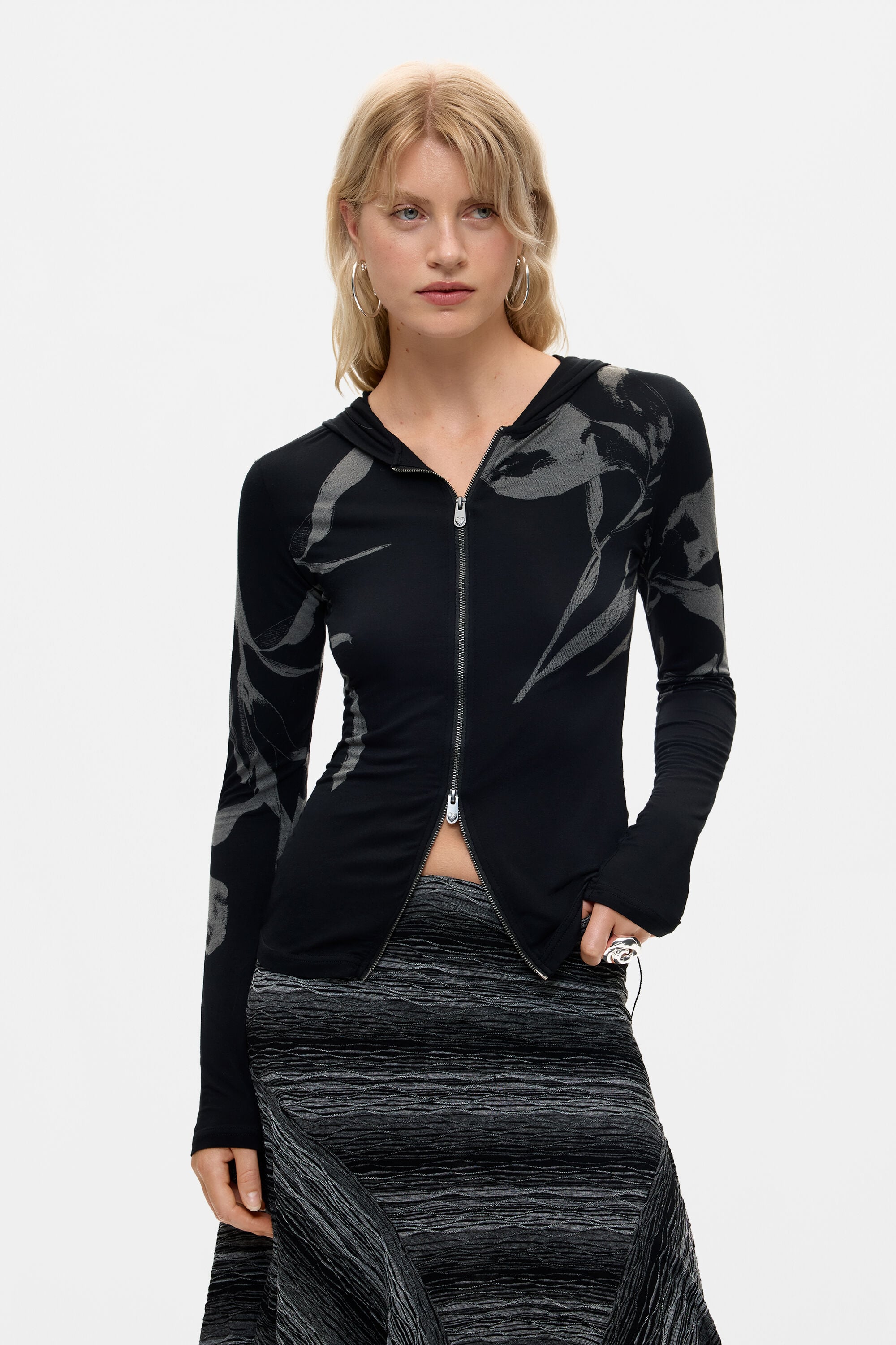 Desigual bedrukte sweatshirt met rits for women