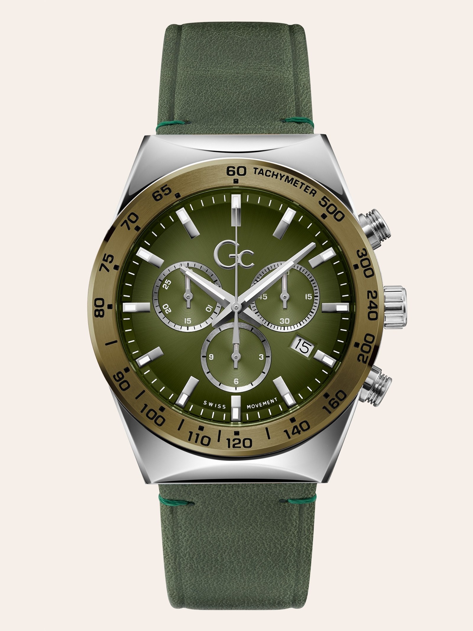 Guess Horloge Gc Chronograaf Leer in groen