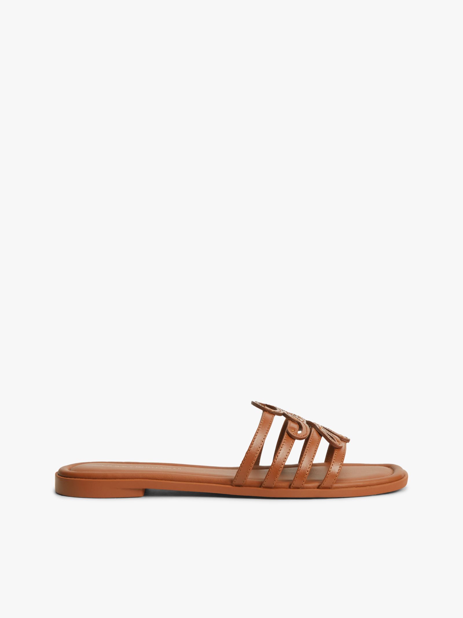 Tommy Hilfiger Leren muiltje met logo op de bandjes in bruin