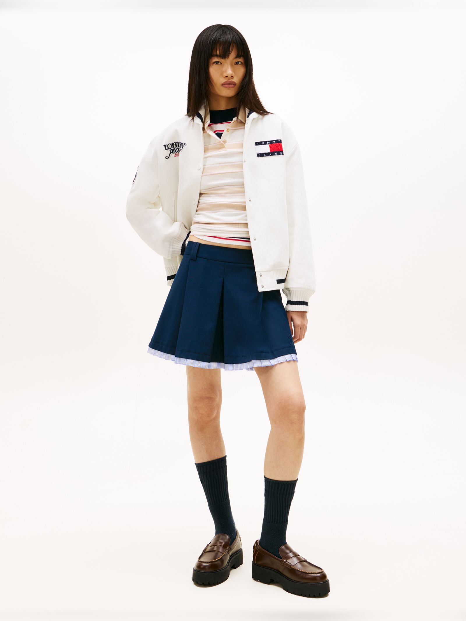 Tommy Jeans Geplooide minirok met ton sur ton logo