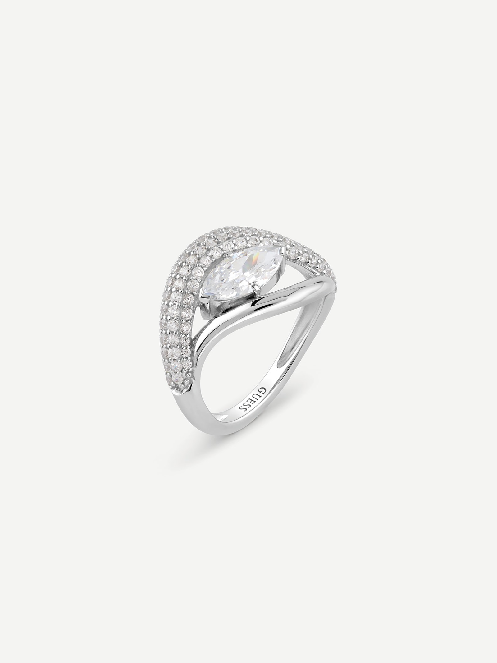 Guess Ring Double Wave in zilver