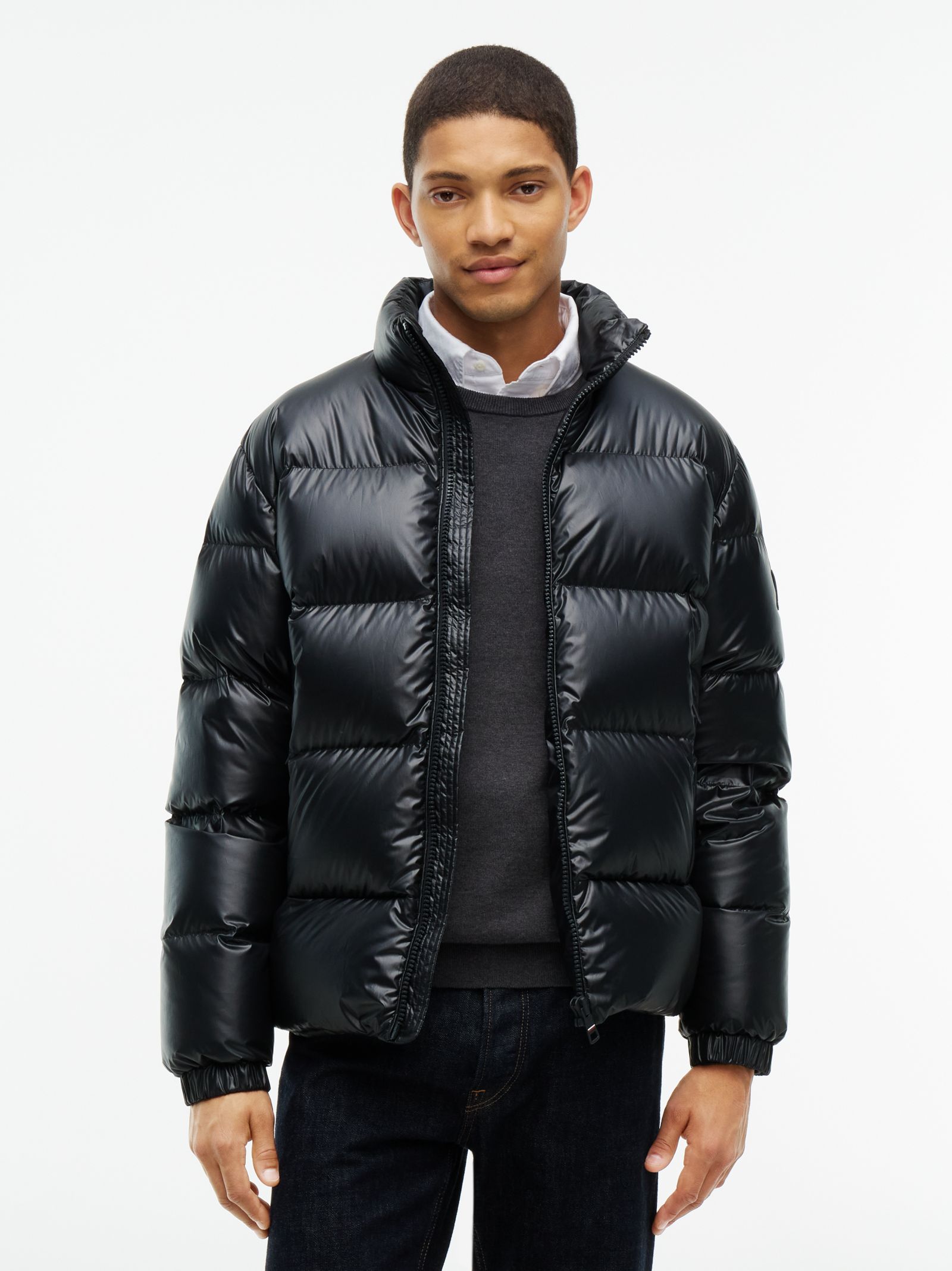Tommy Hilfiger glanzend waterafstotend pufferjack met dons in zwart