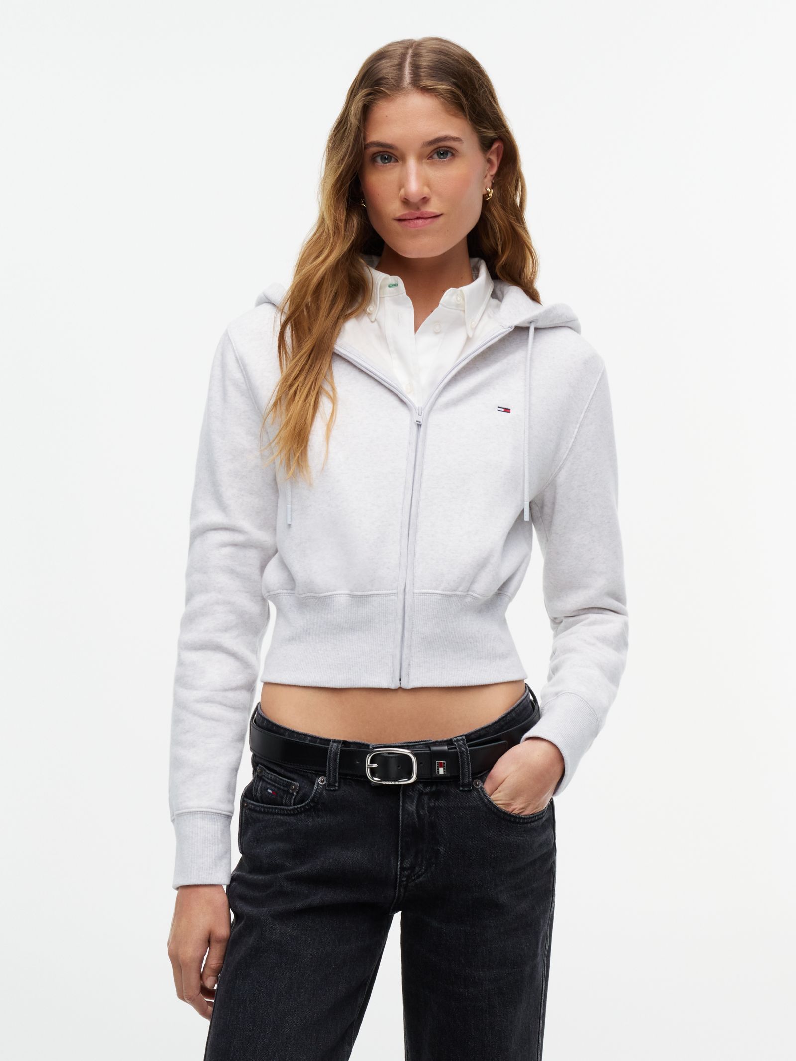 Tommy Jeans fitted fleece hoodie met ritssluiting