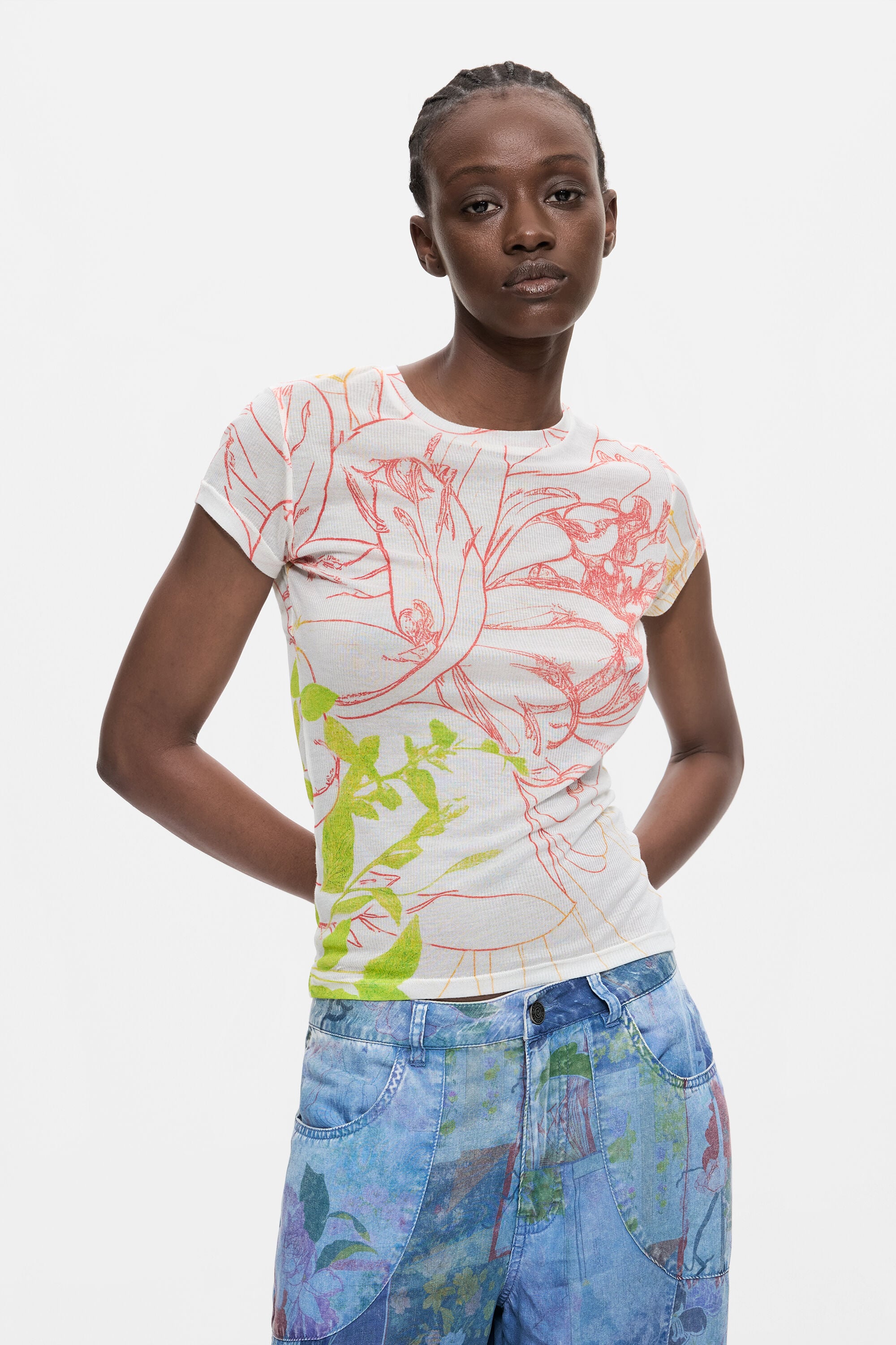 Desigual Bedrukt gebreid T-shirt in wit