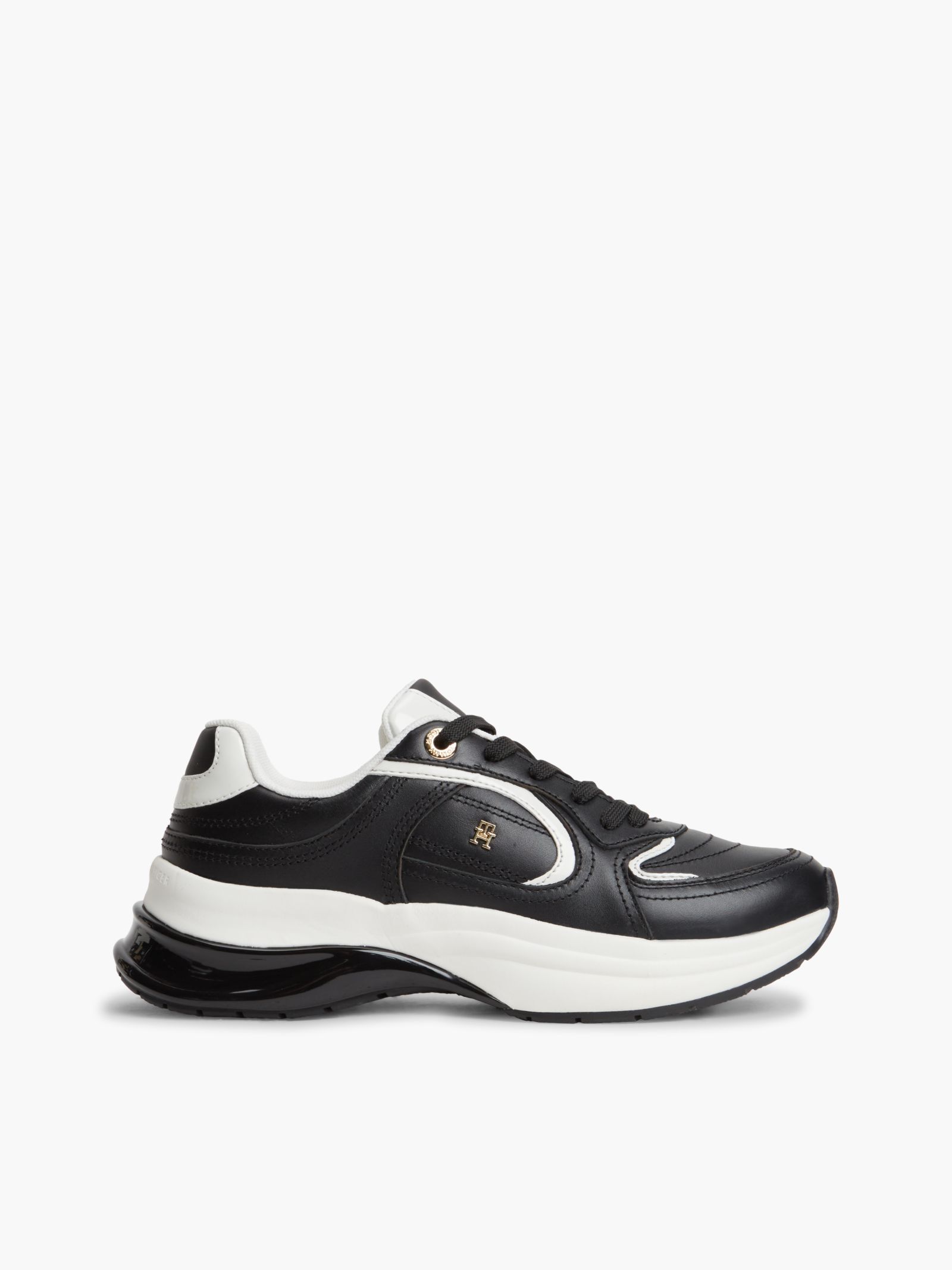 Tommy Hilfiger chunky leren sneaker met TH Monogram in zwart