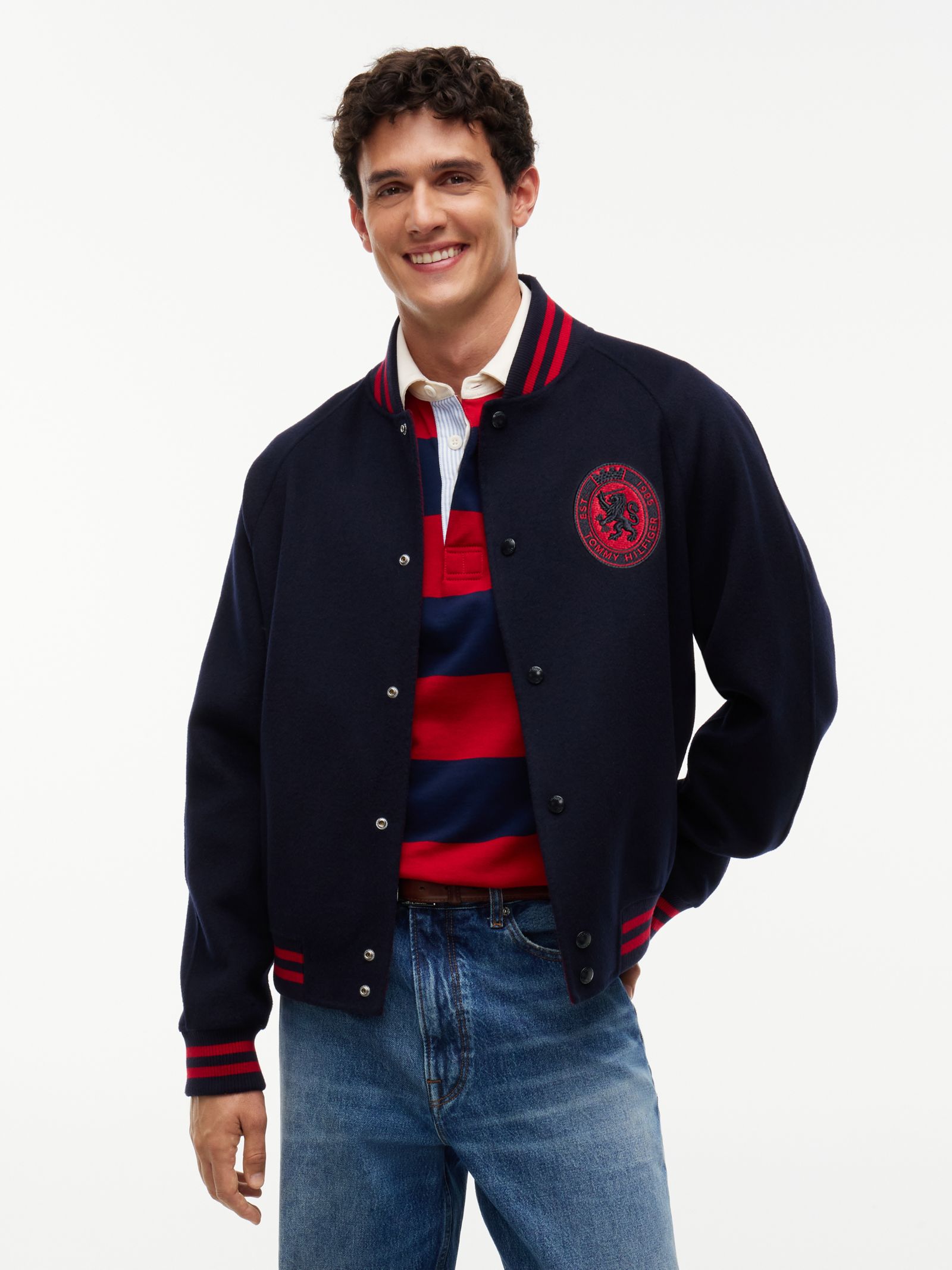 Tommy Hilfiger Wolmix varsity jack met embleem