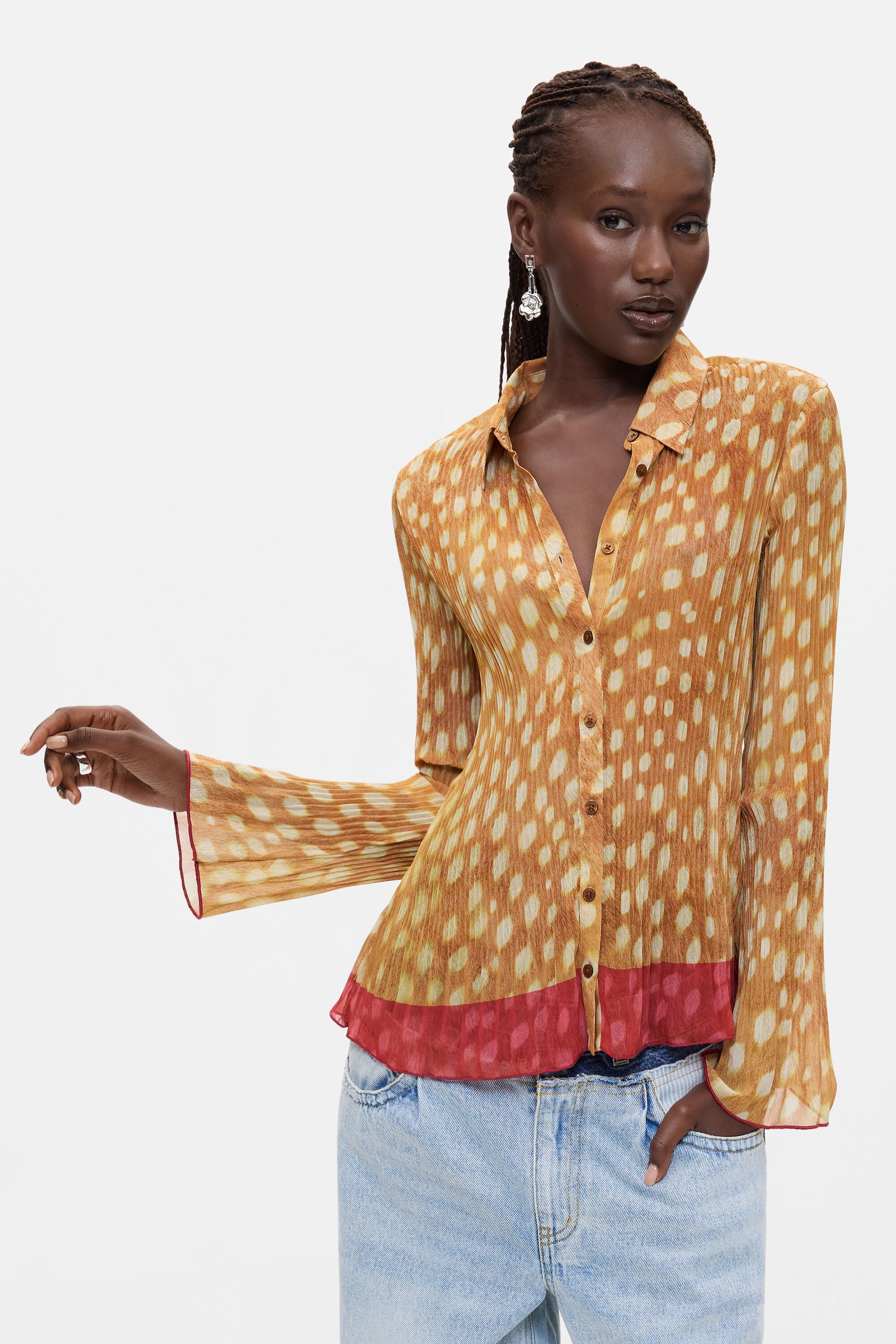 Desigual Geplooide bedrukte blouse