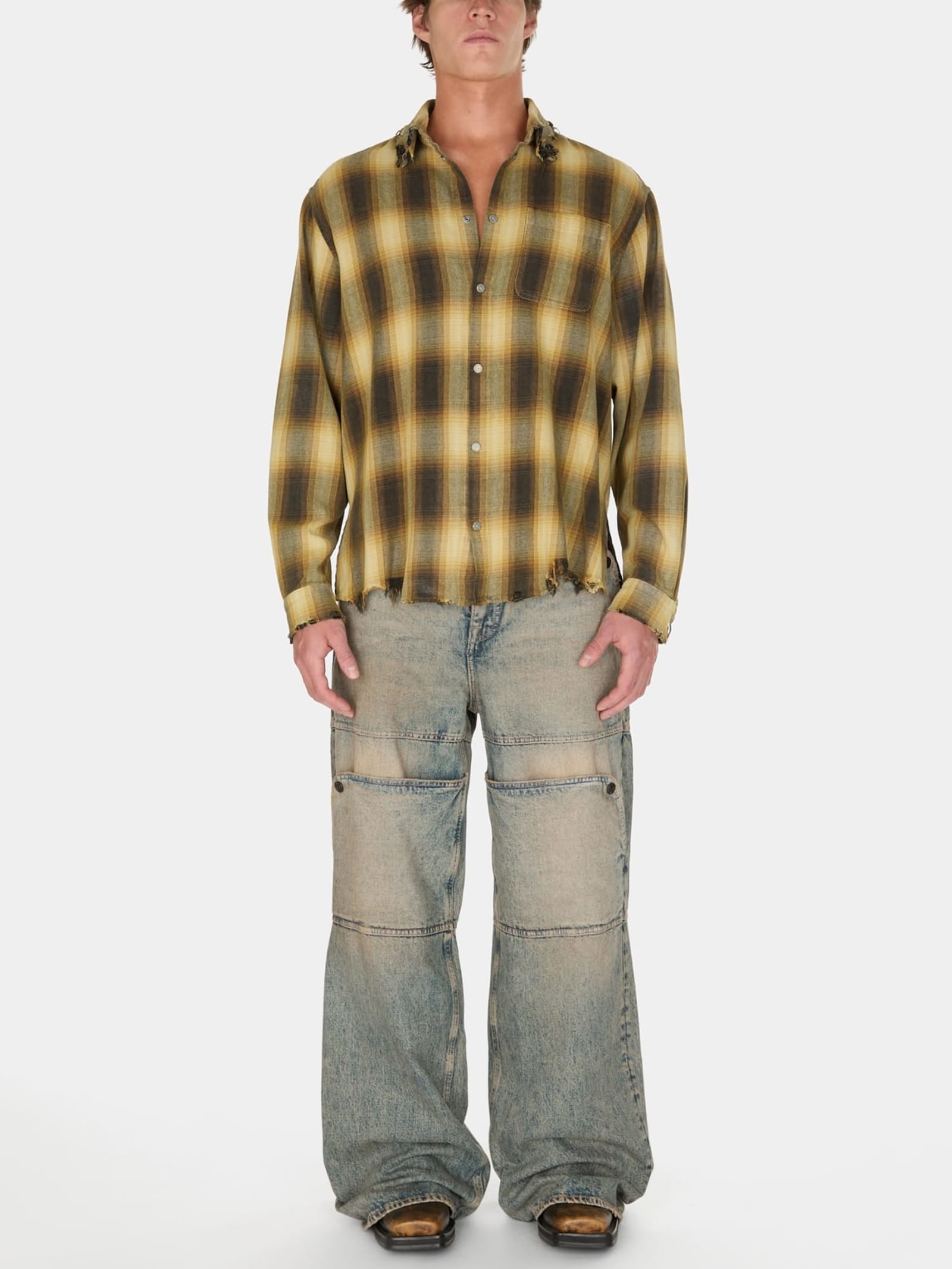 Guess Flanellen Shirt in geel