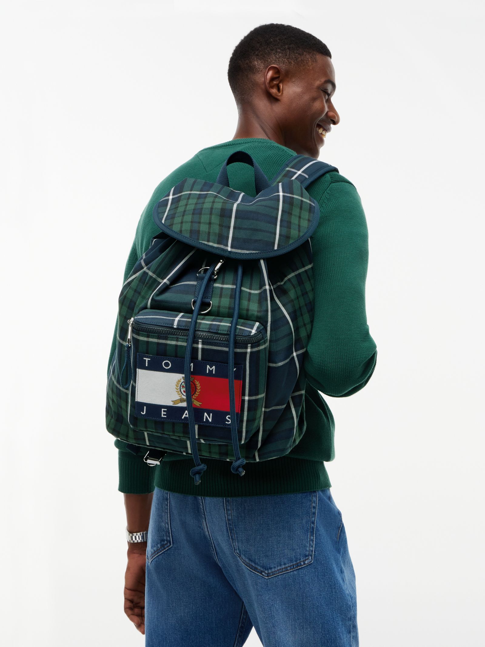 Tommy Jeans Archive geruite rugzak met vlagbadge