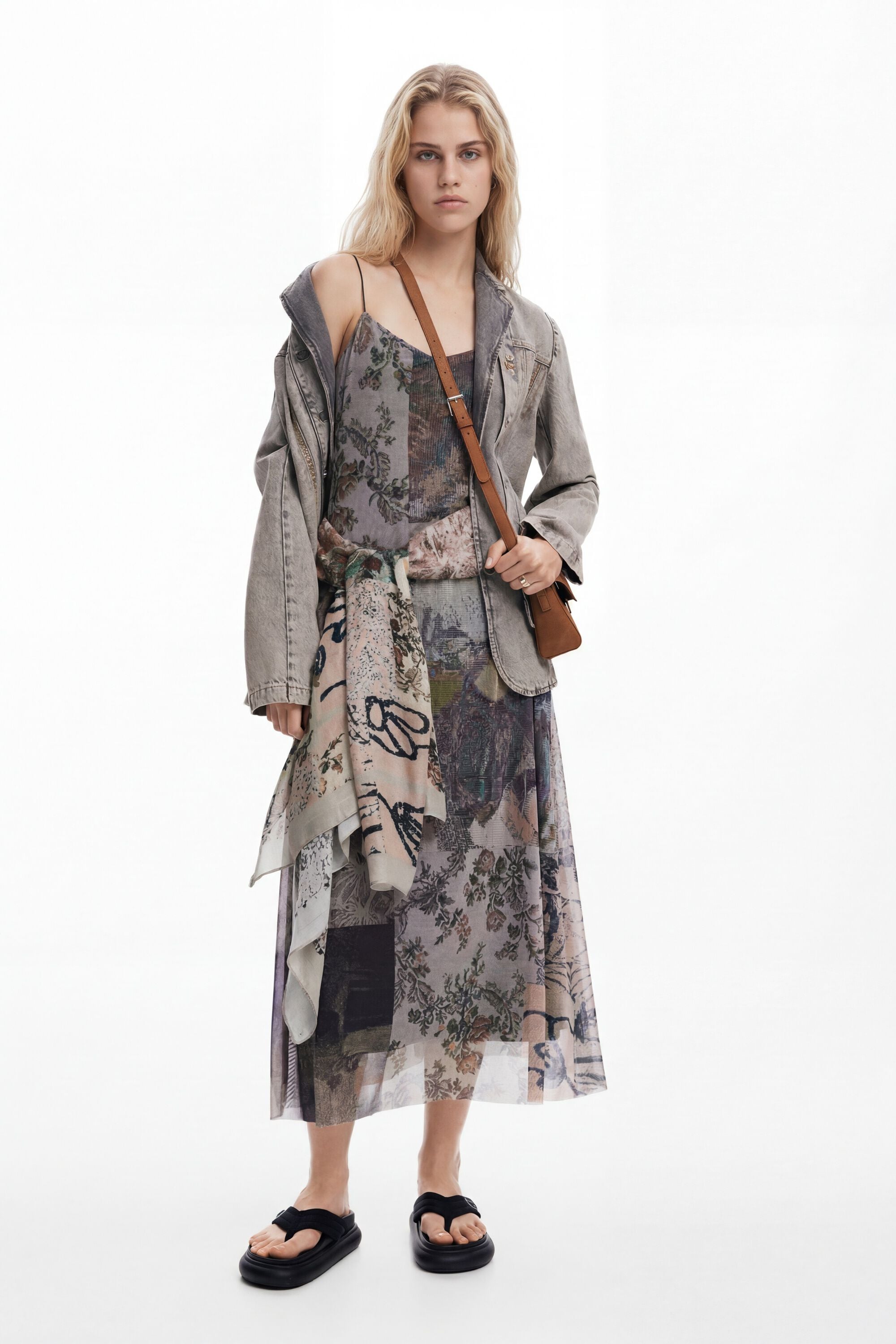 Desigual Jurk van tule met print
