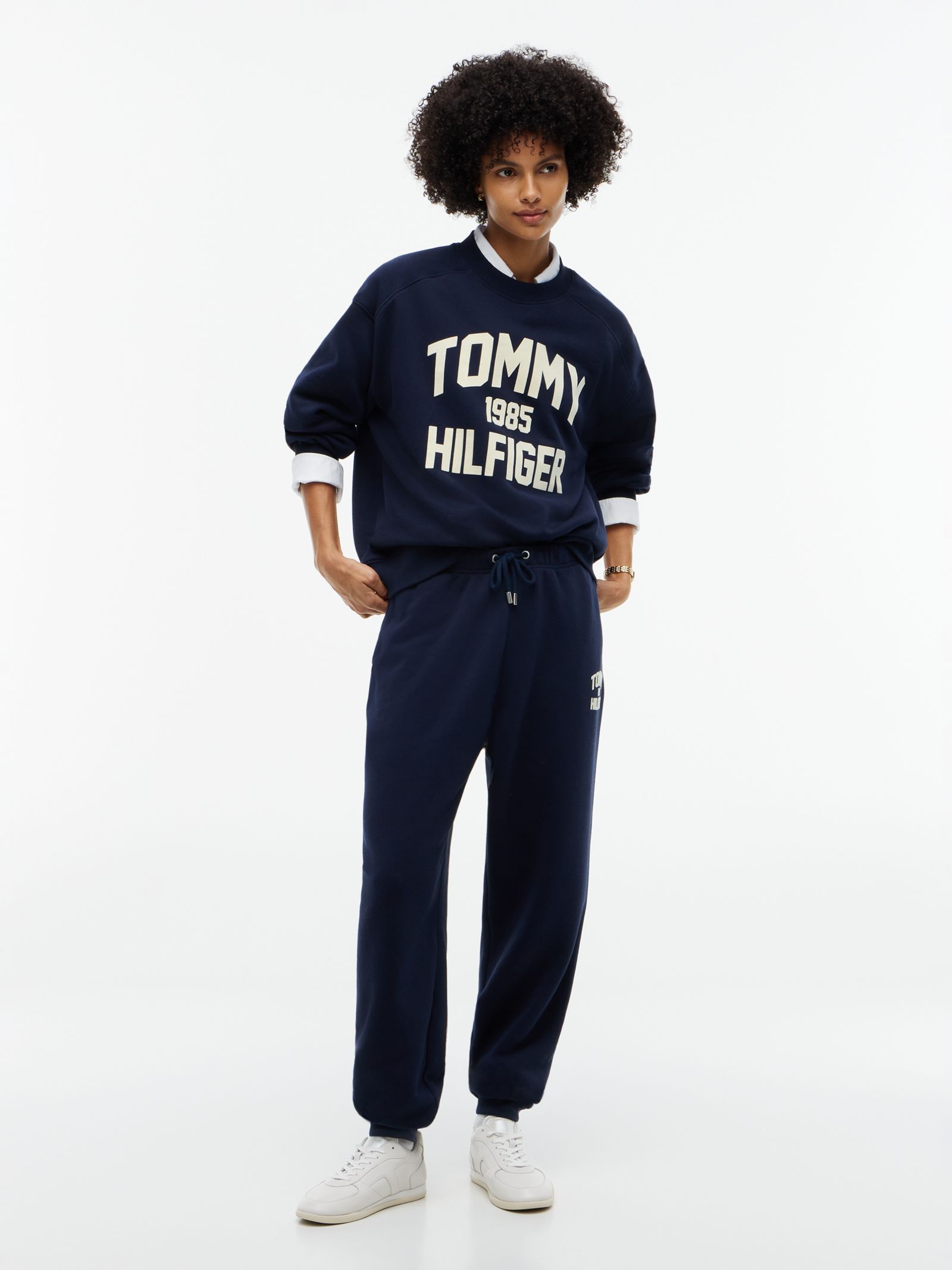 Tommy Hilfiger Jogger met boord en flocked varsity logo in marine