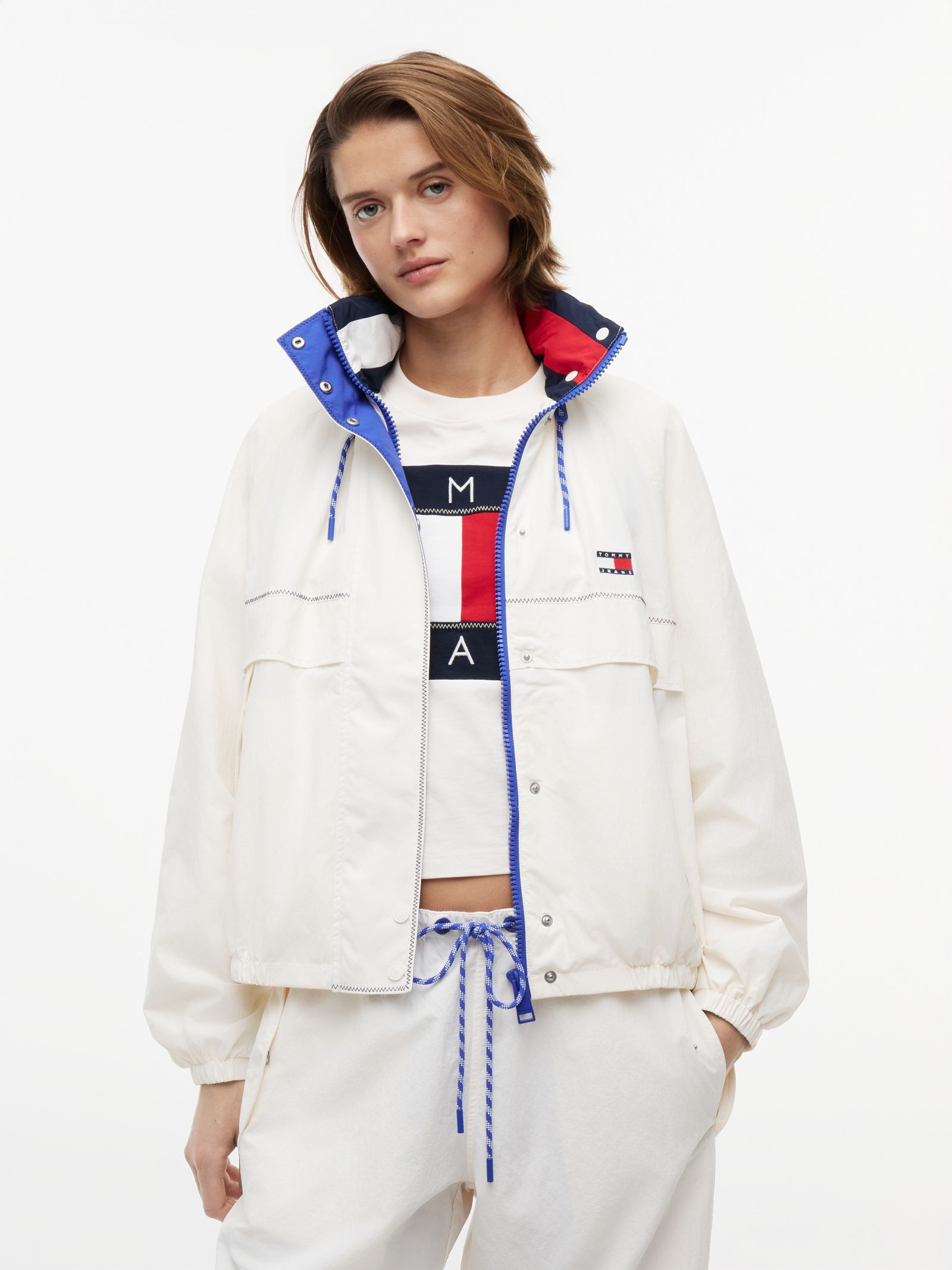 Tommy Jeans Oversized waterafstotende Regatta Windbreaker in wit