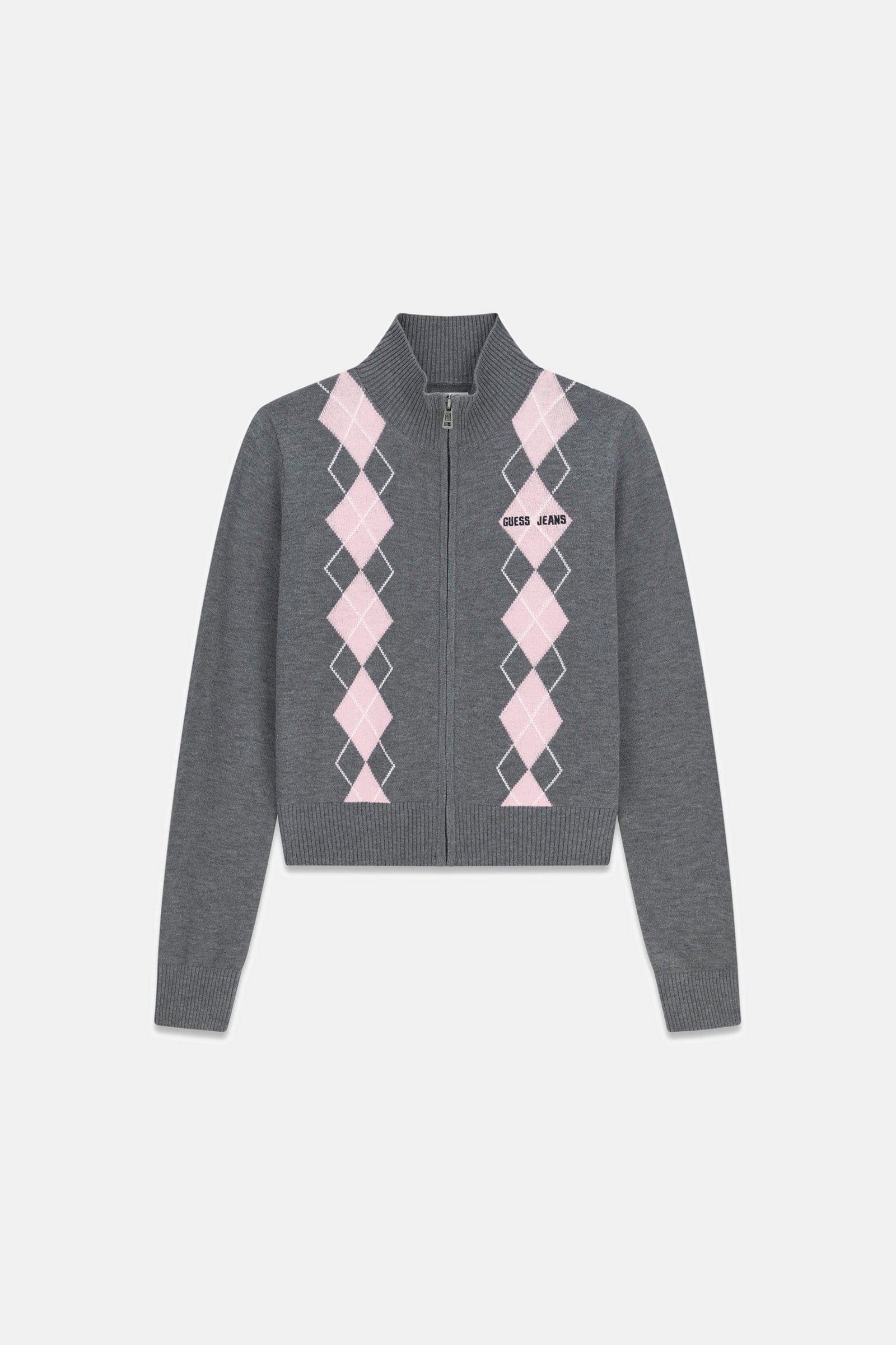 Guess Intarsia Trui Met Rits in grijs