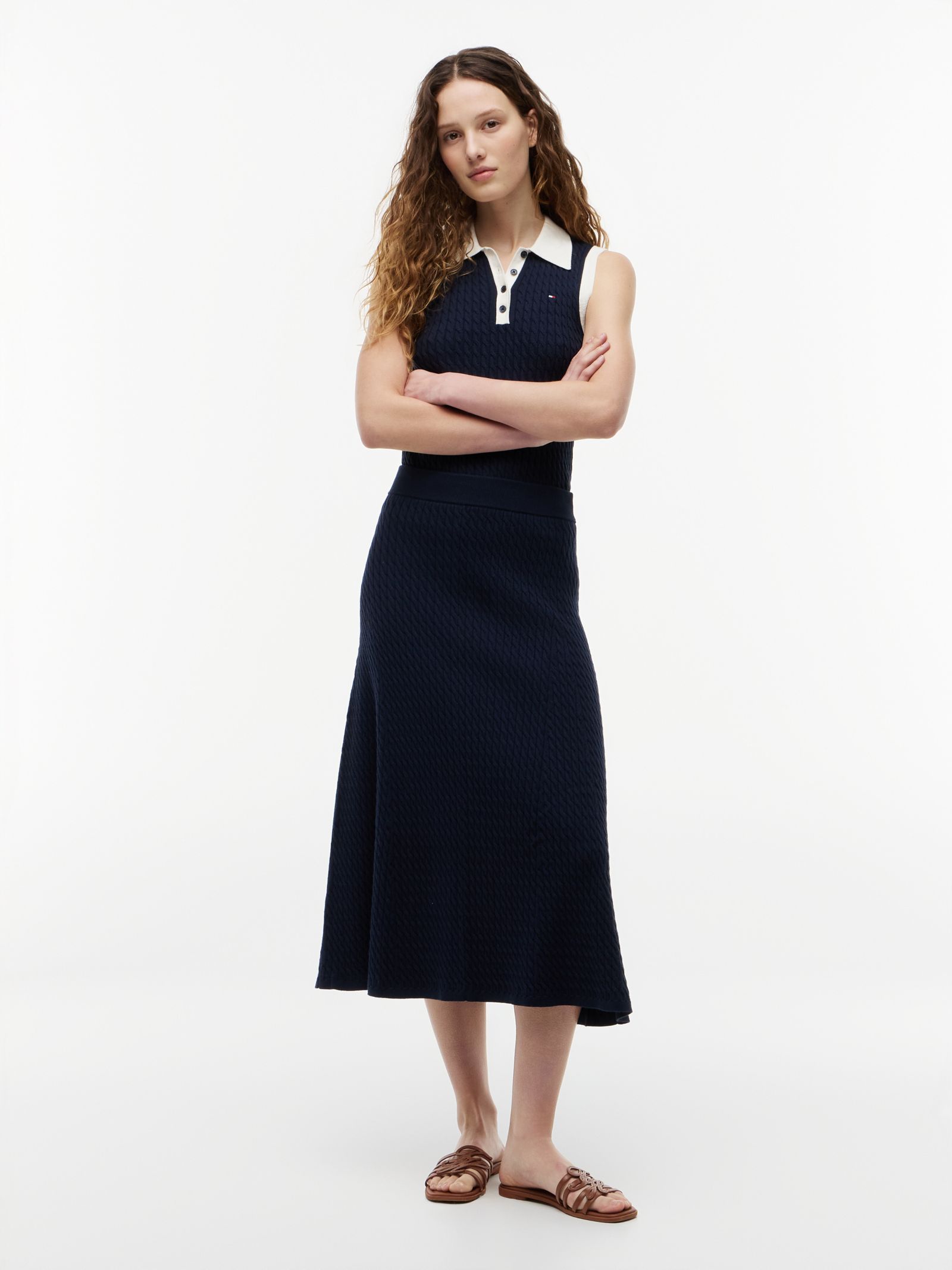 Tommy Hilfiger Kabelgebreide relaxed fit a line midirok
