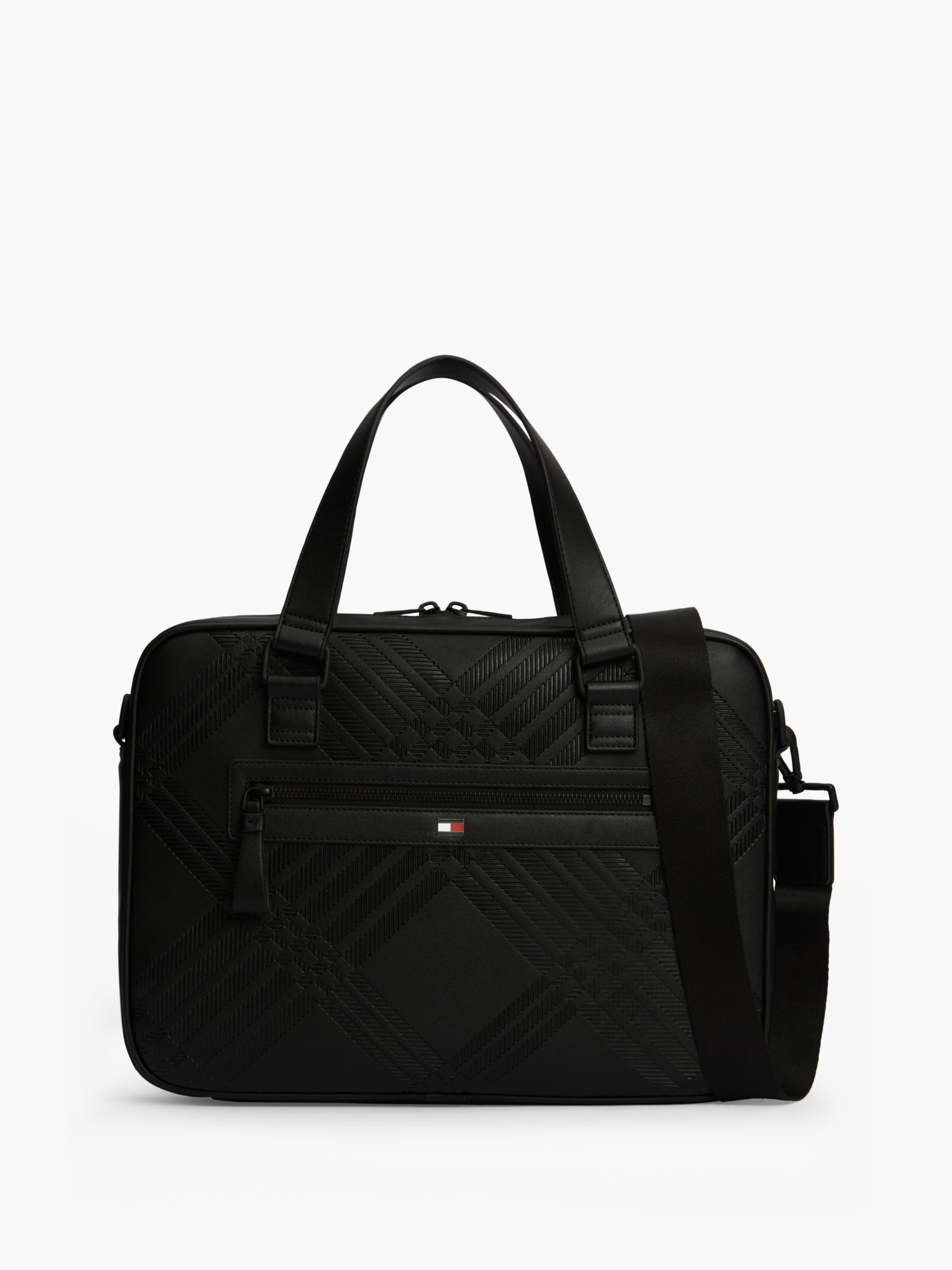 Tommy Hilfiger Corporate getextureerde laptoptas met vlagruit