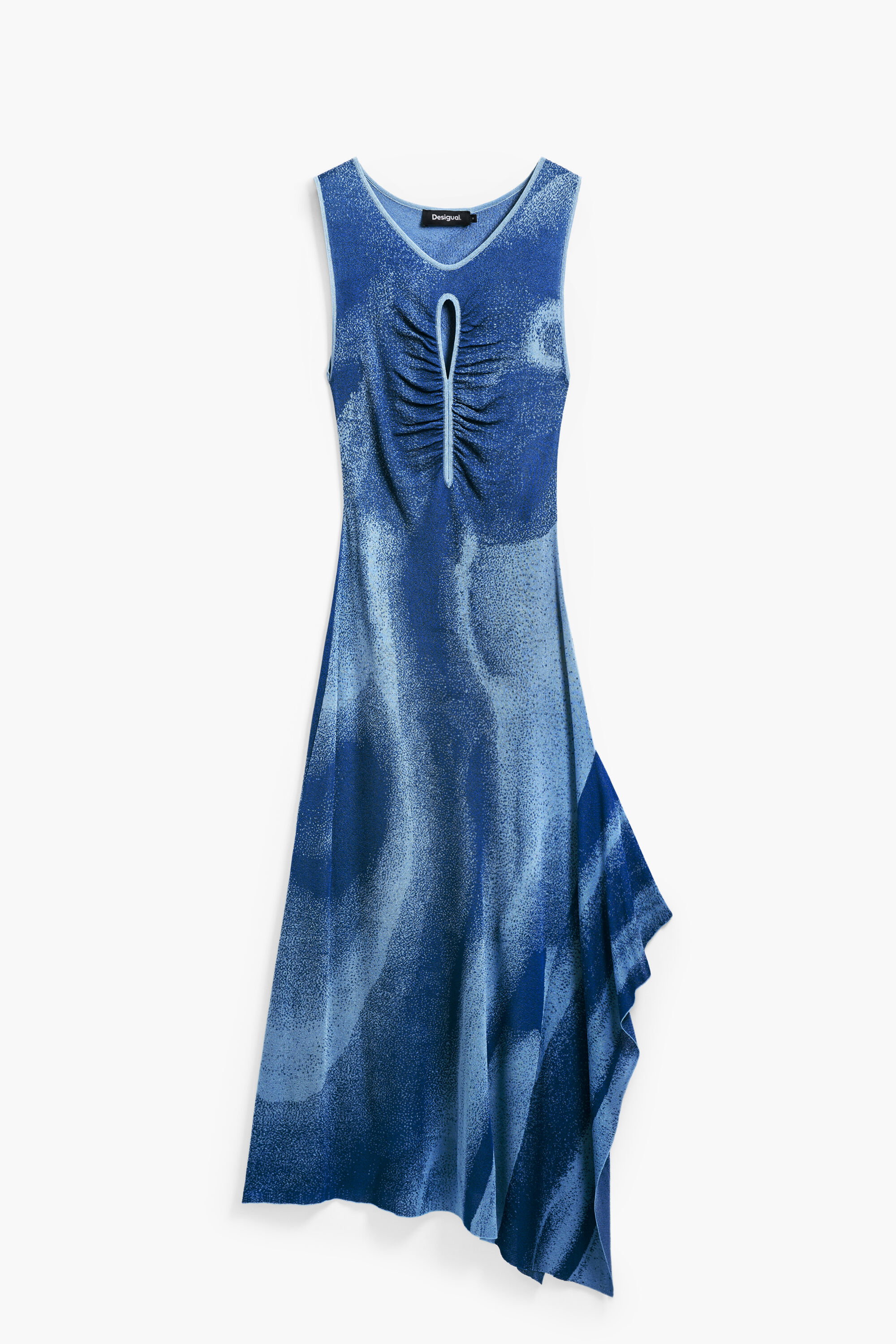 Desigual Jacquard cut-out jurk in blauw