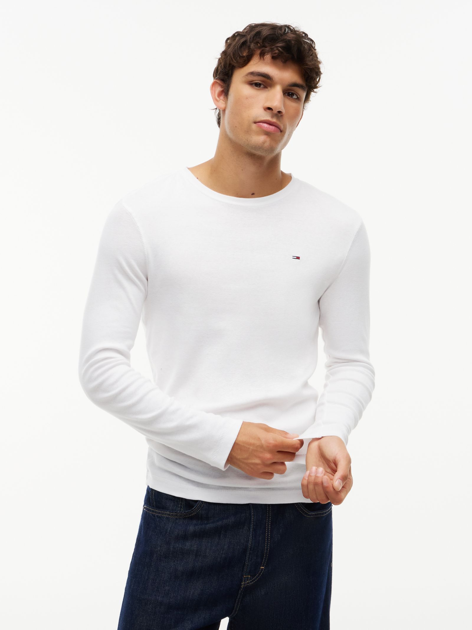 Tommy Jeans slim fit longsleeve in wit
