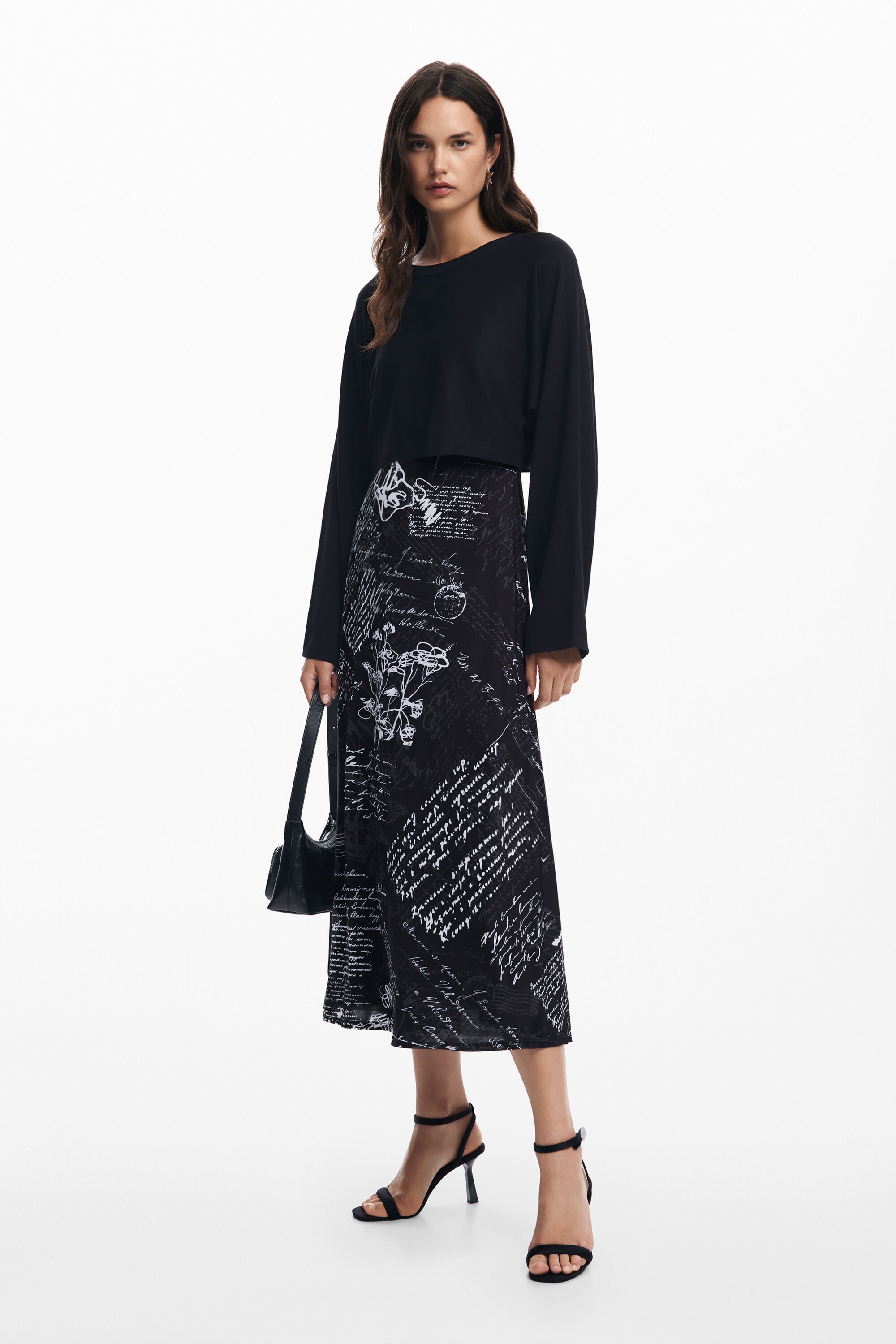 Desigual Gecombineerde midi-jurk in zwart