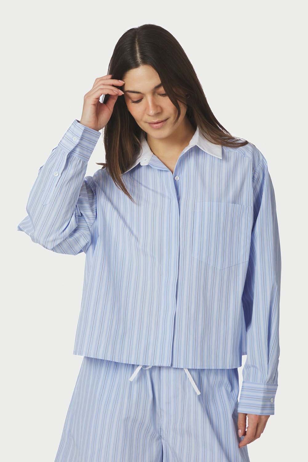 Neo Noir Blouse Delfia Stripe Blauw dames
