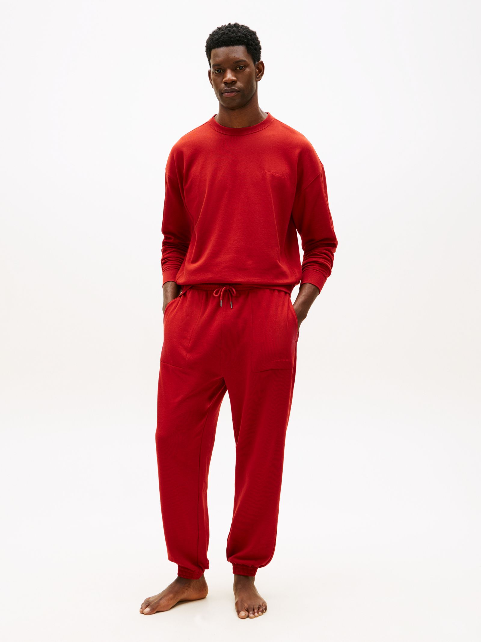 Tommy Hilfiger Essential Terry Lounge Jogger met boorden in rood