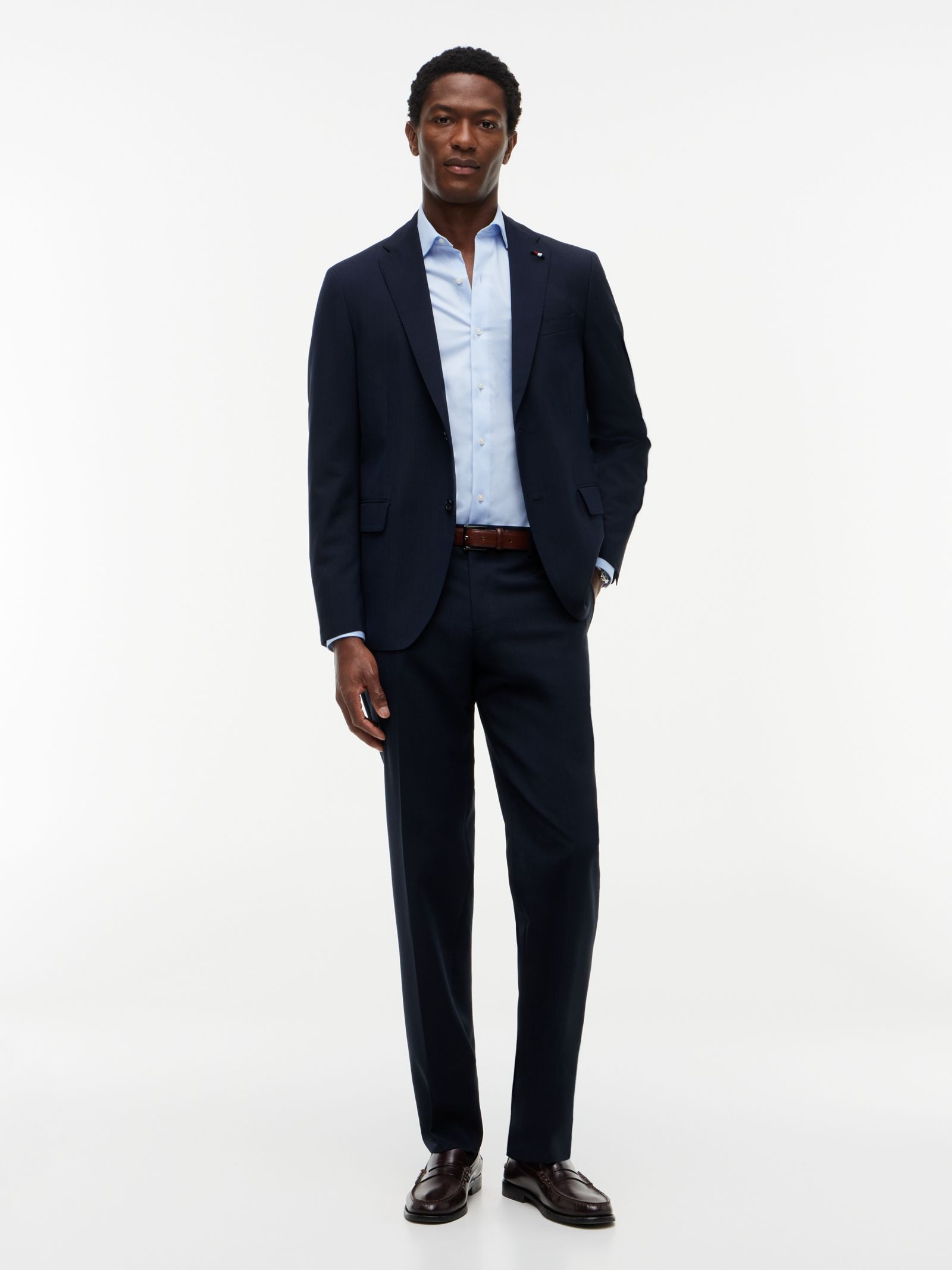 Tommy Hilfiger Tech Wolmix Broek met Persvouwen in marine