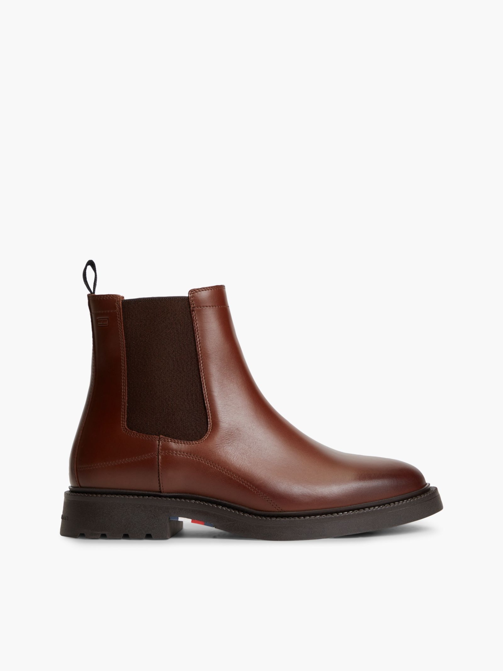 Tommy Hilfiger Leren Chelsea Boot met profielzool for men in bruin