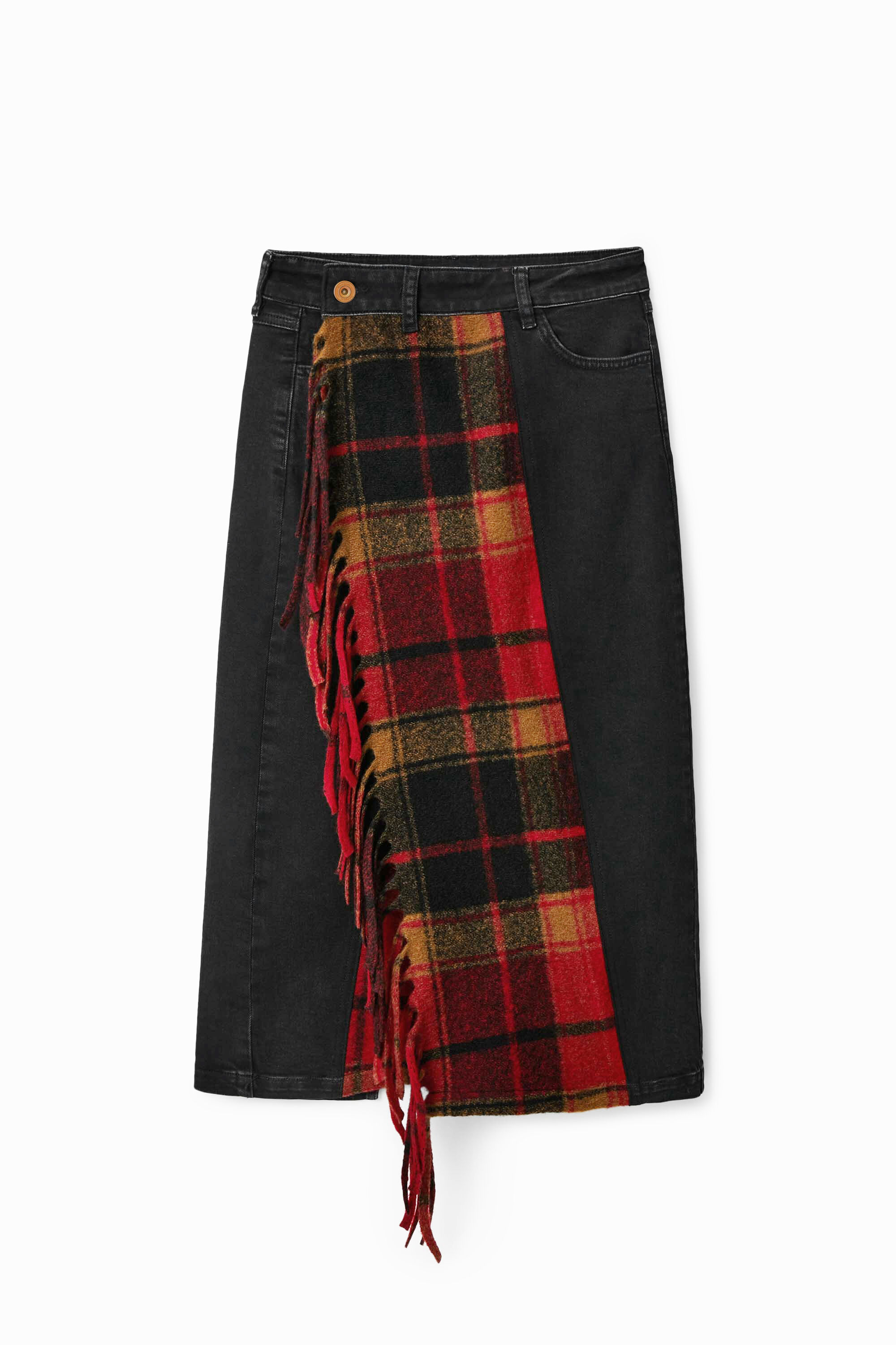 Desigual Geruite denim midirok
