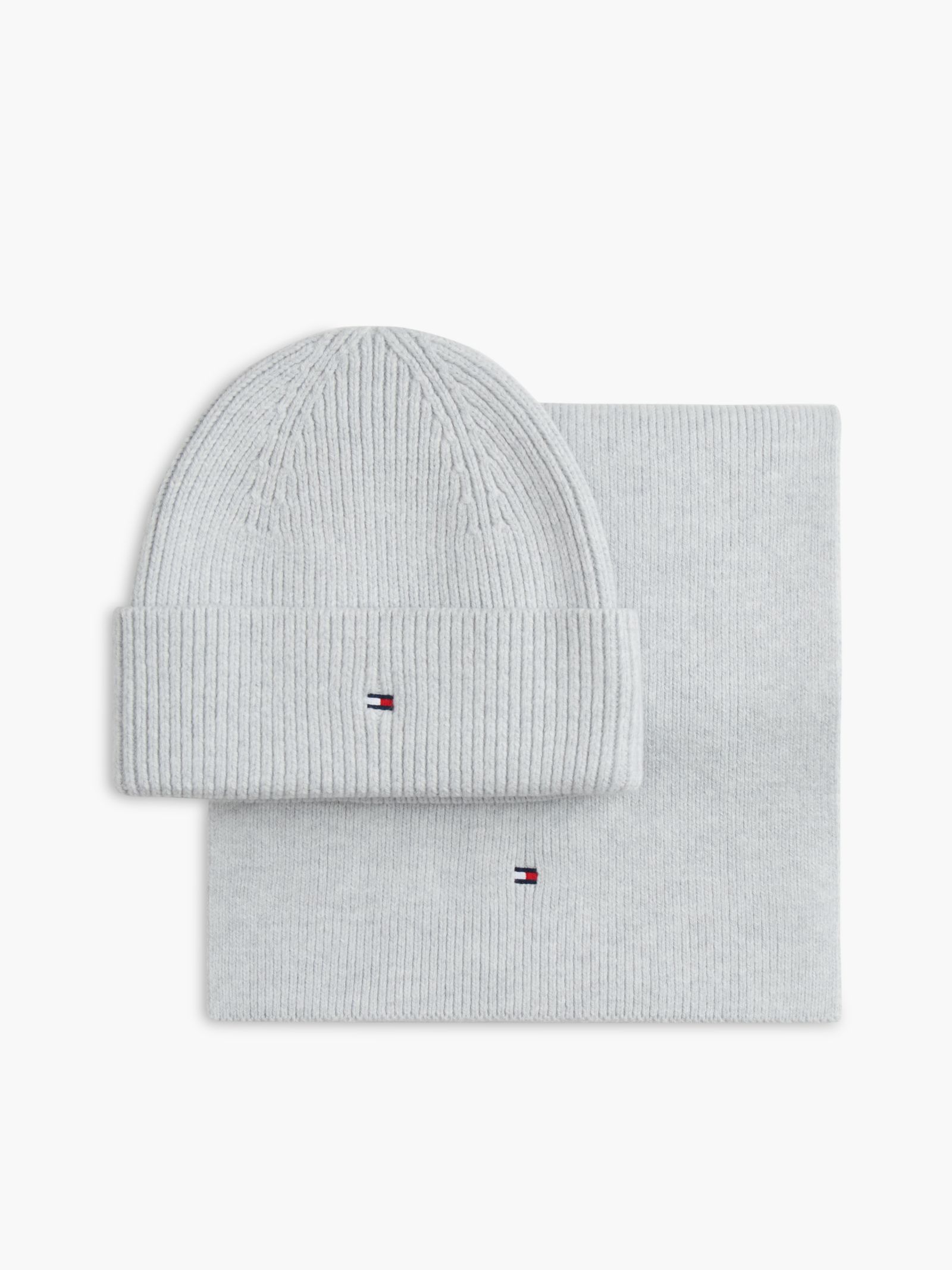 Tommy Hilfiger Cadeaubox met beanie en sjaal met Hilfiger vlag in grijs