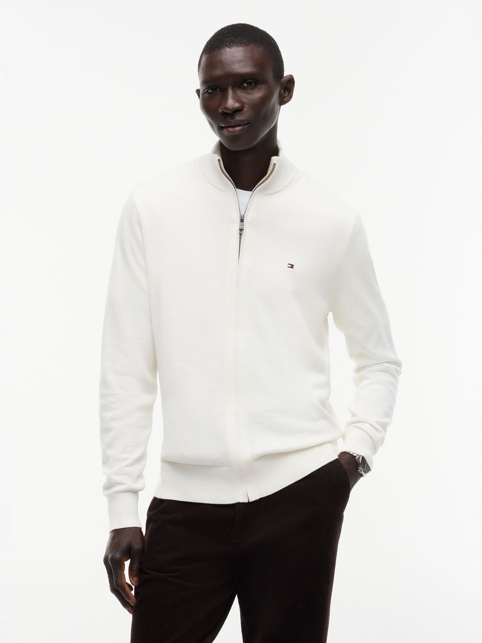 Tommy Hilfiger Trui met ritssluiting en kasjmier in wit
