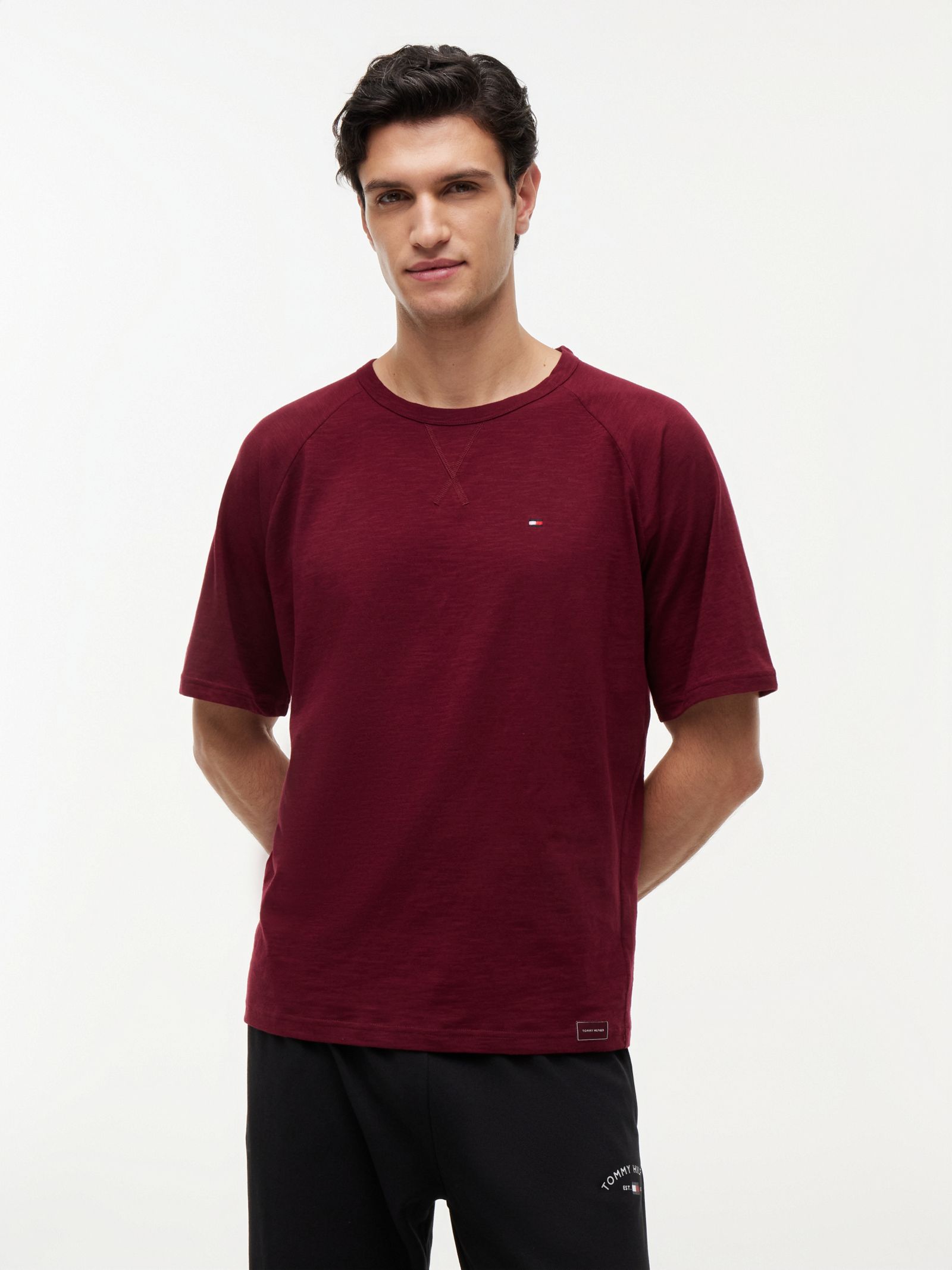 Tommy Hilfiger Getextureerd lounge T-shirt met raglanmouw in rood