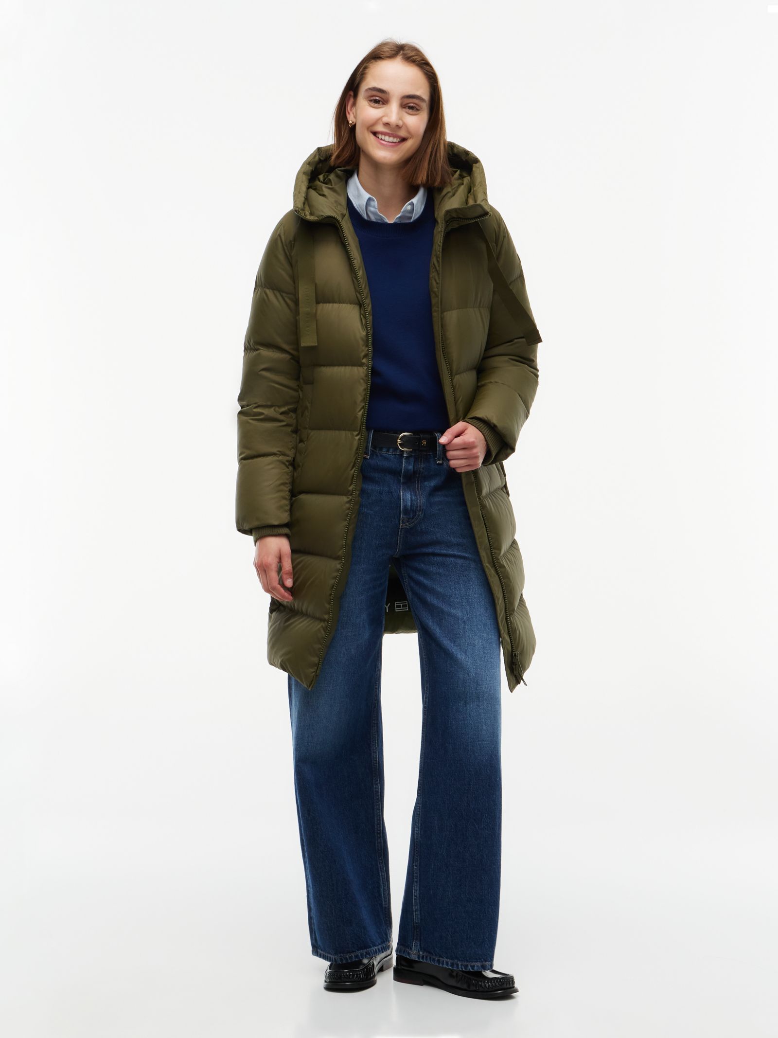 Tommy Hilfiger Donsjas met capuchon en trekkoord in groen