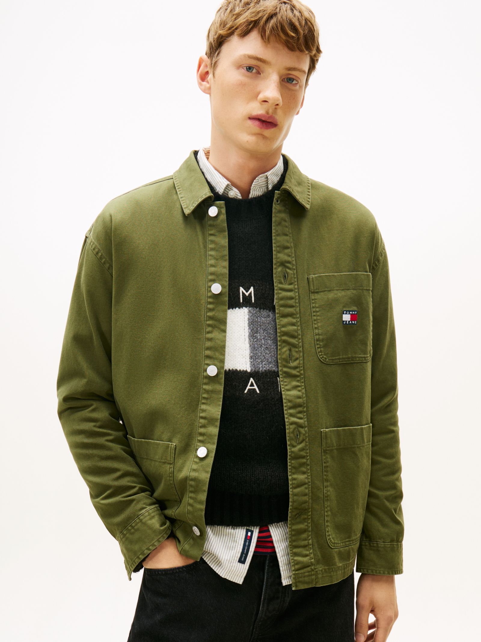 Tommy Jeans oversized overshirt met Tommy badge