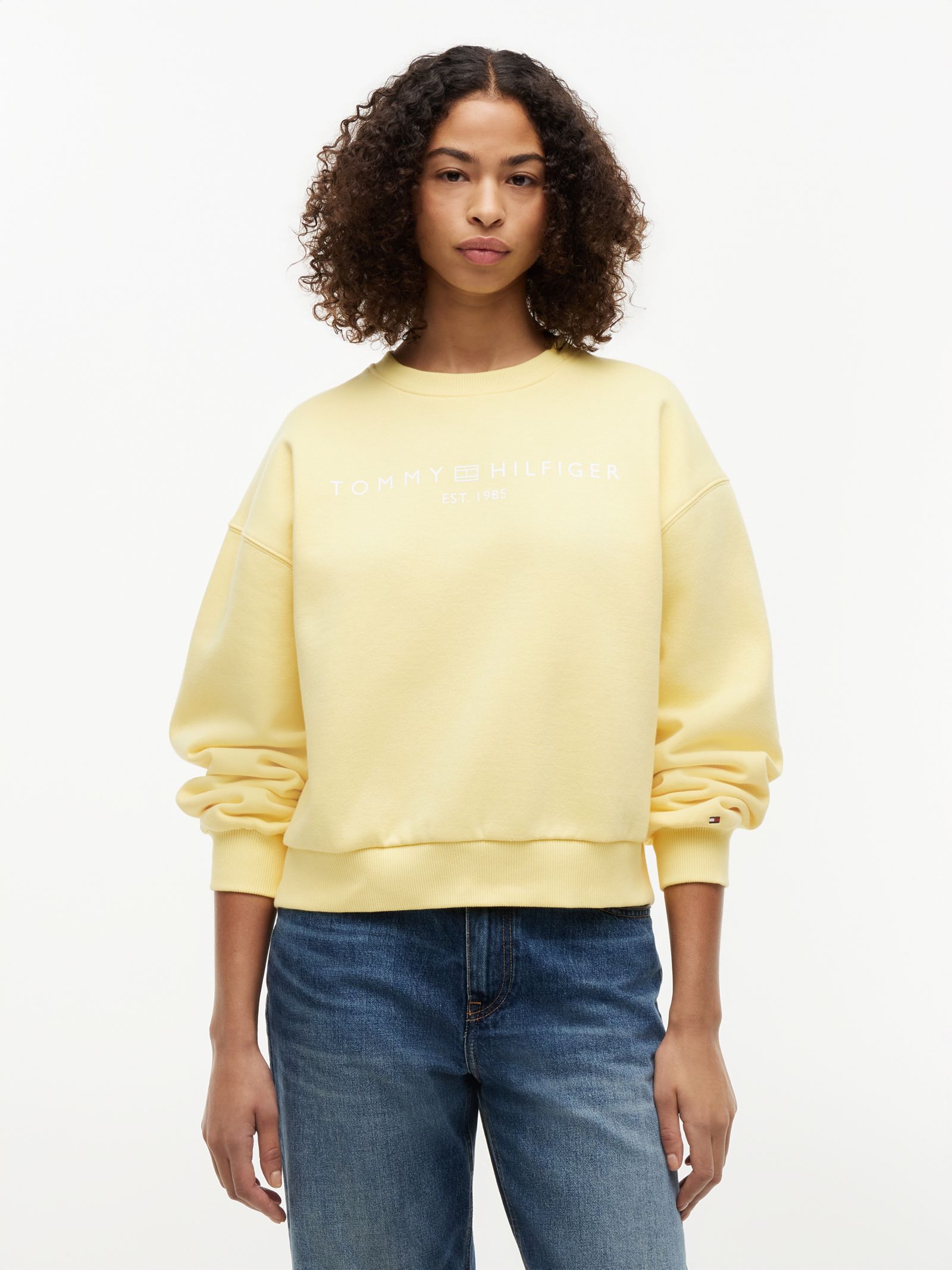 Tommy Hilfiger Relaxed Fleece Sweatshirt met Logo in geel