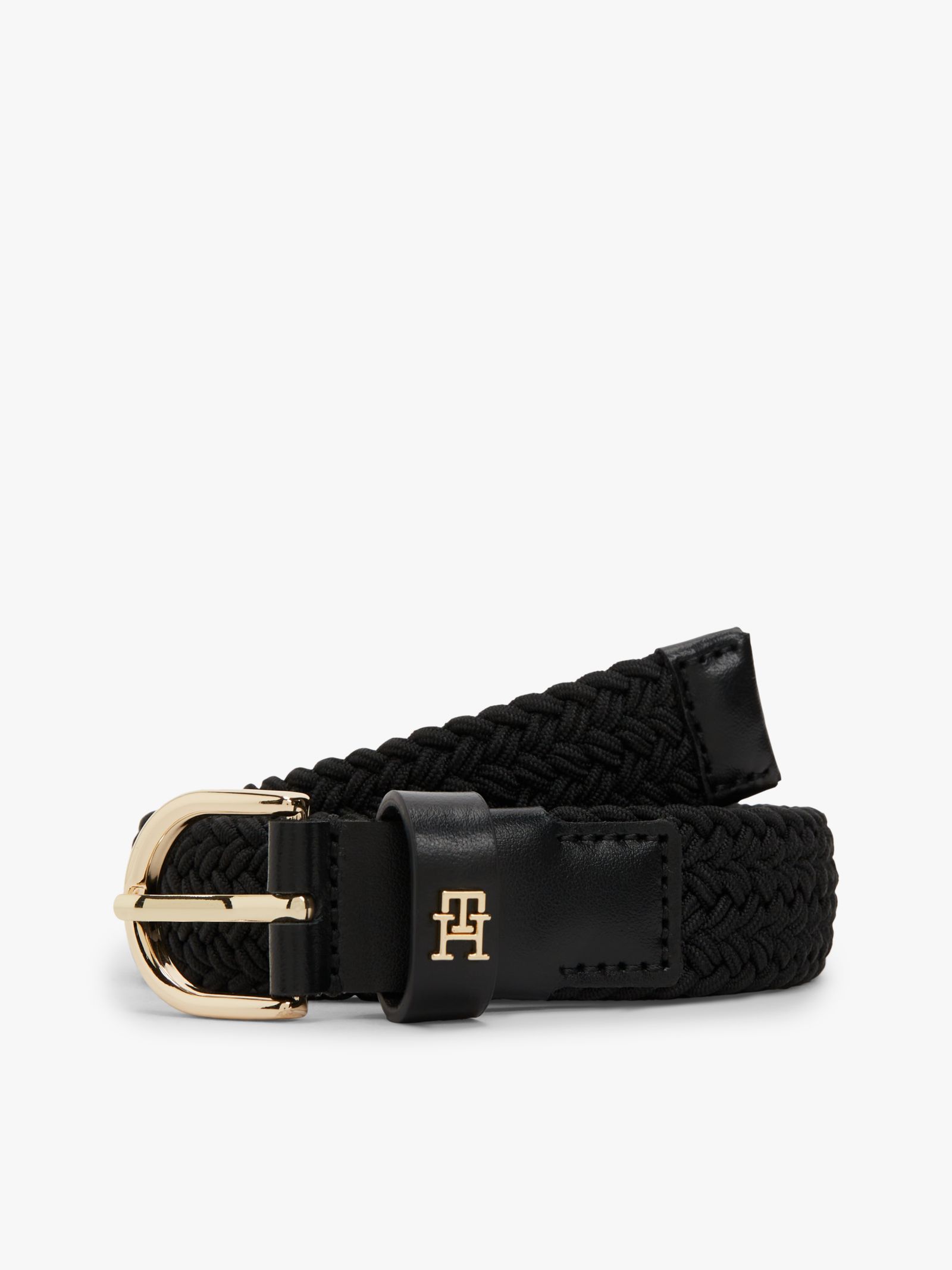 Tommy Hilfiger Essential gevlochten elastische riem met TH Monogram in zwart