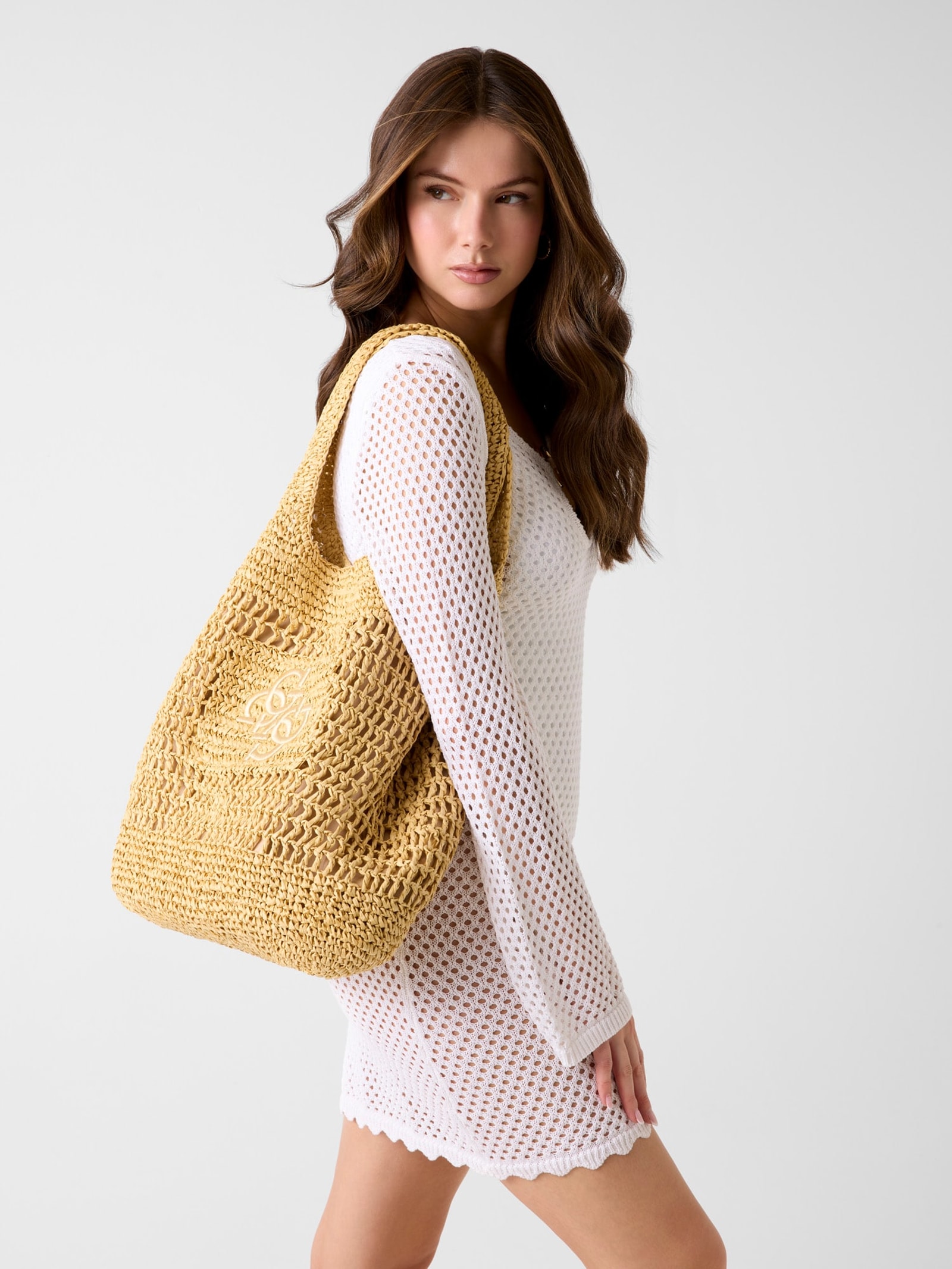 Guess Raffia Schoudertas
