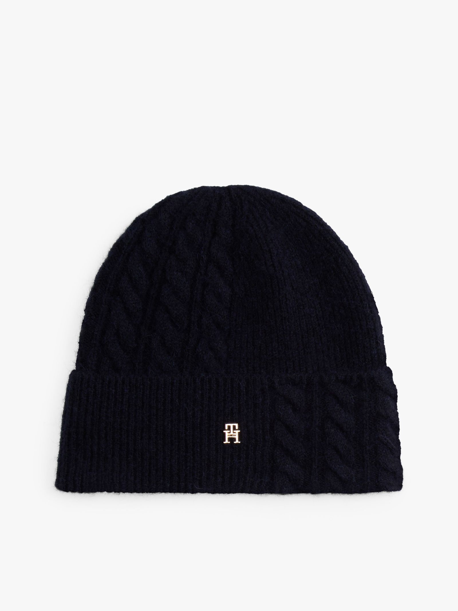 Tommy Hilfiger chic fluffy beanie met wol in marine