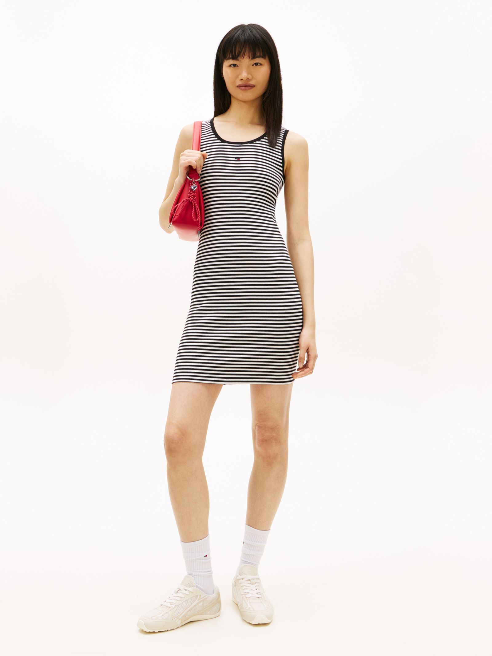 Tommy Jeans Geribde mouwloze slim fit bodycon mini jurk