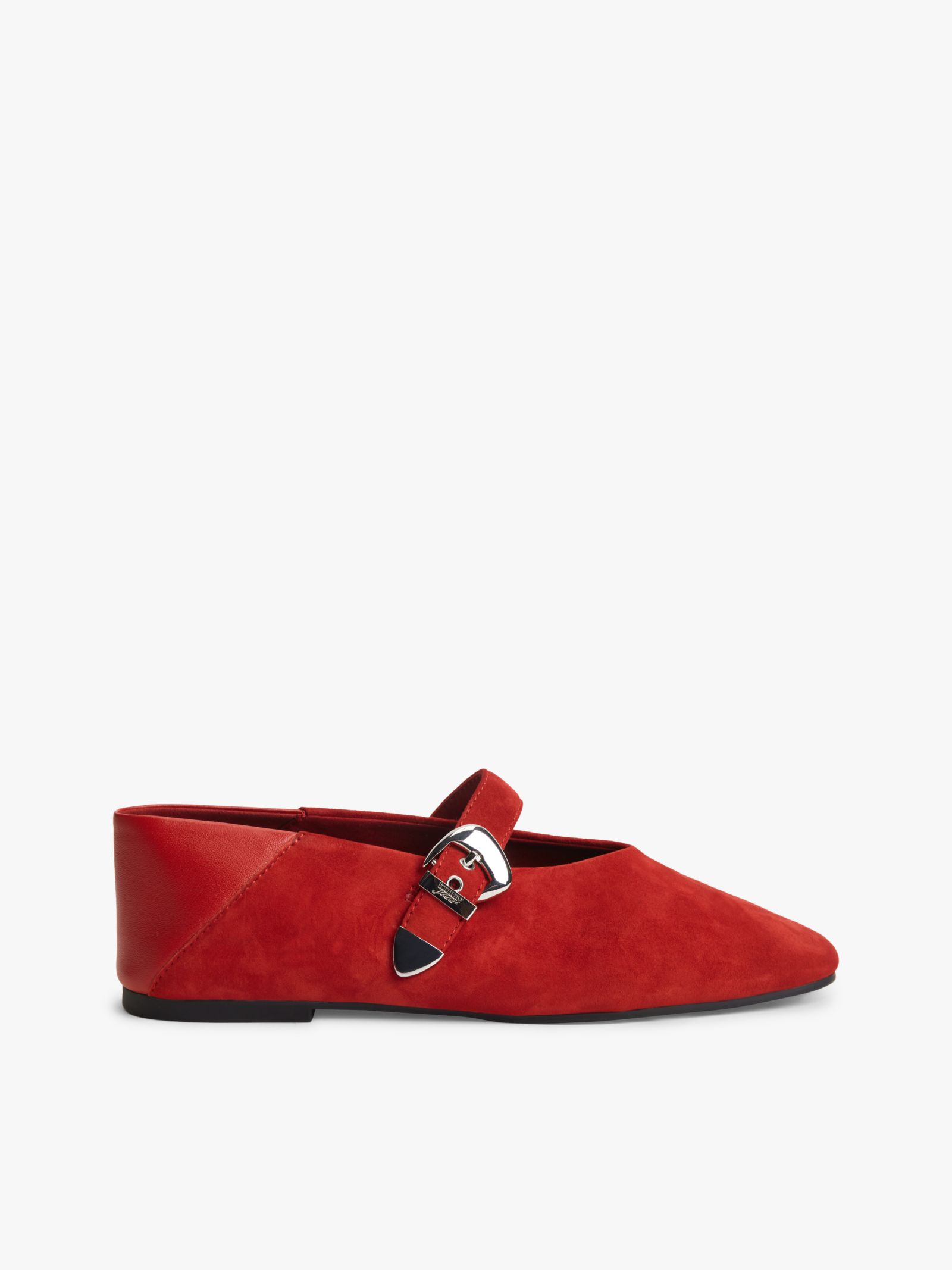 Tommy Jeans suède ballerina met gesp en vierkante neus in rood