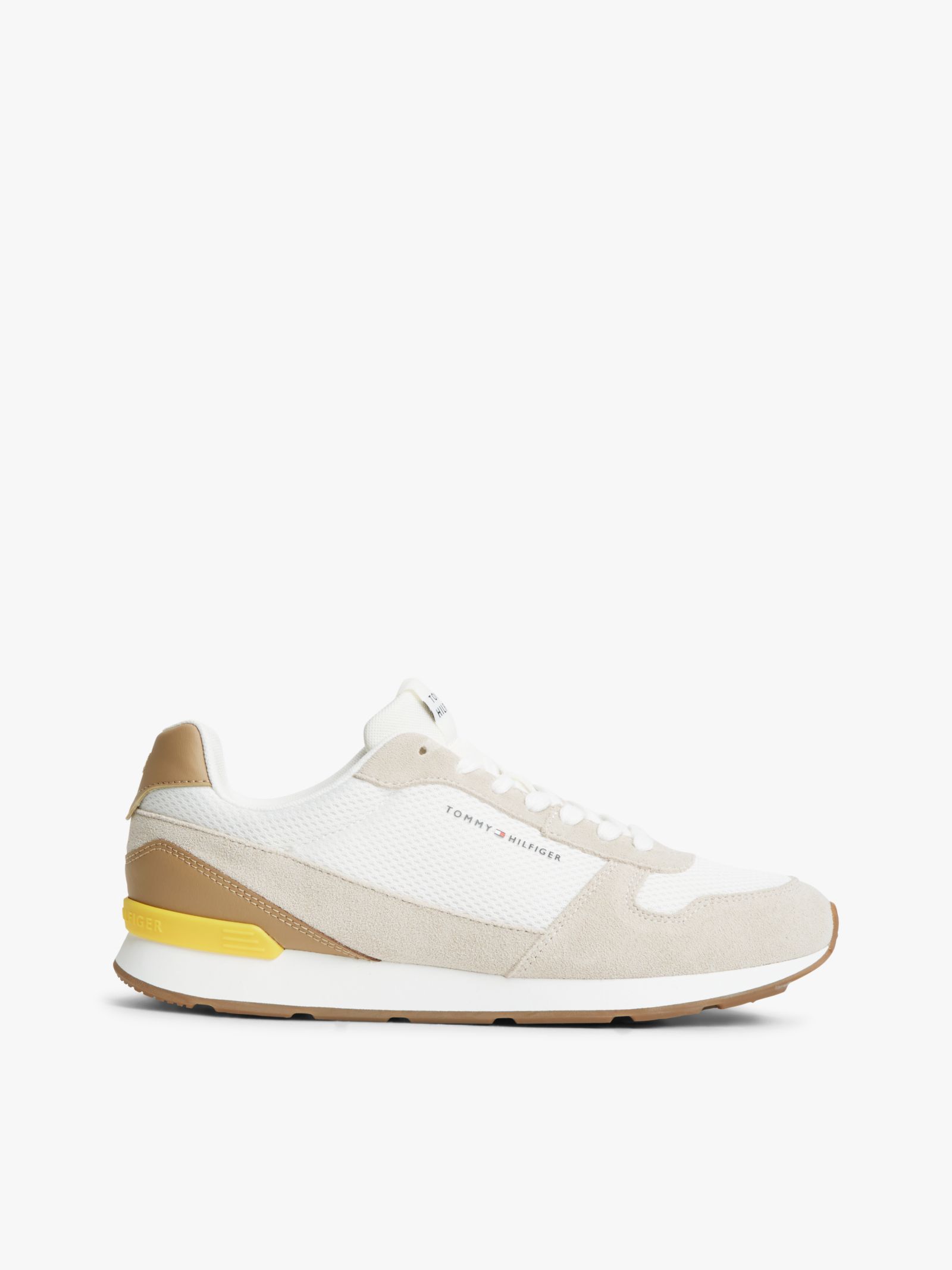Tommy Hilfiger Suède lichtgewicht mesh sneaker in wit