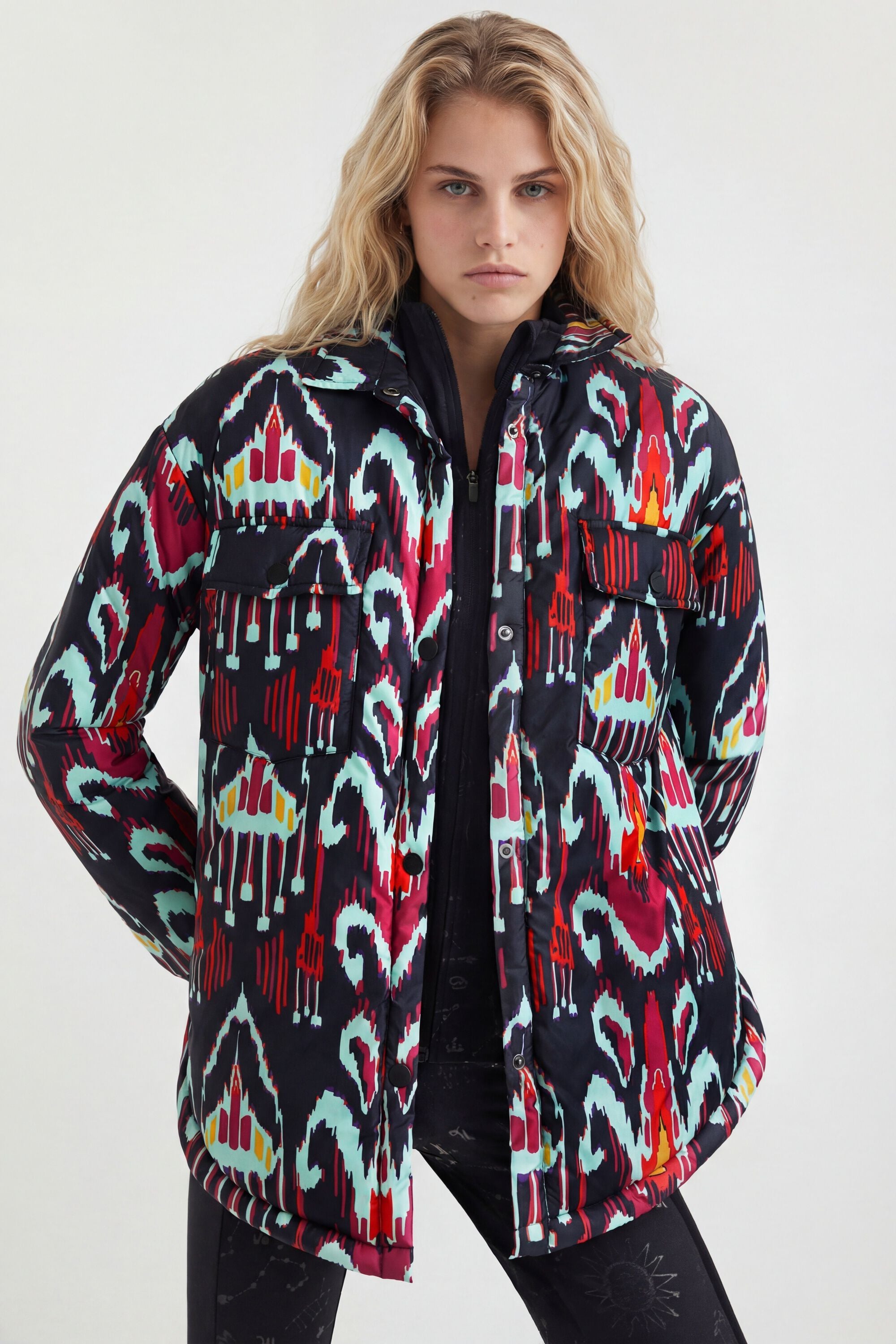 Desigual Gewatteerd overhemd met print