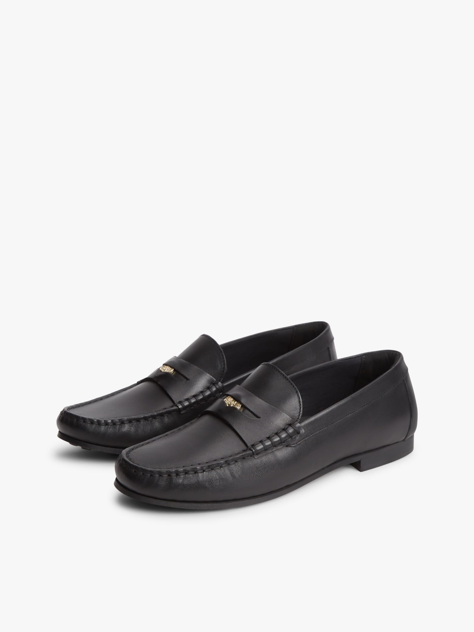 Tommy Hilfiger leren penny loafer met TH monogram in zwart